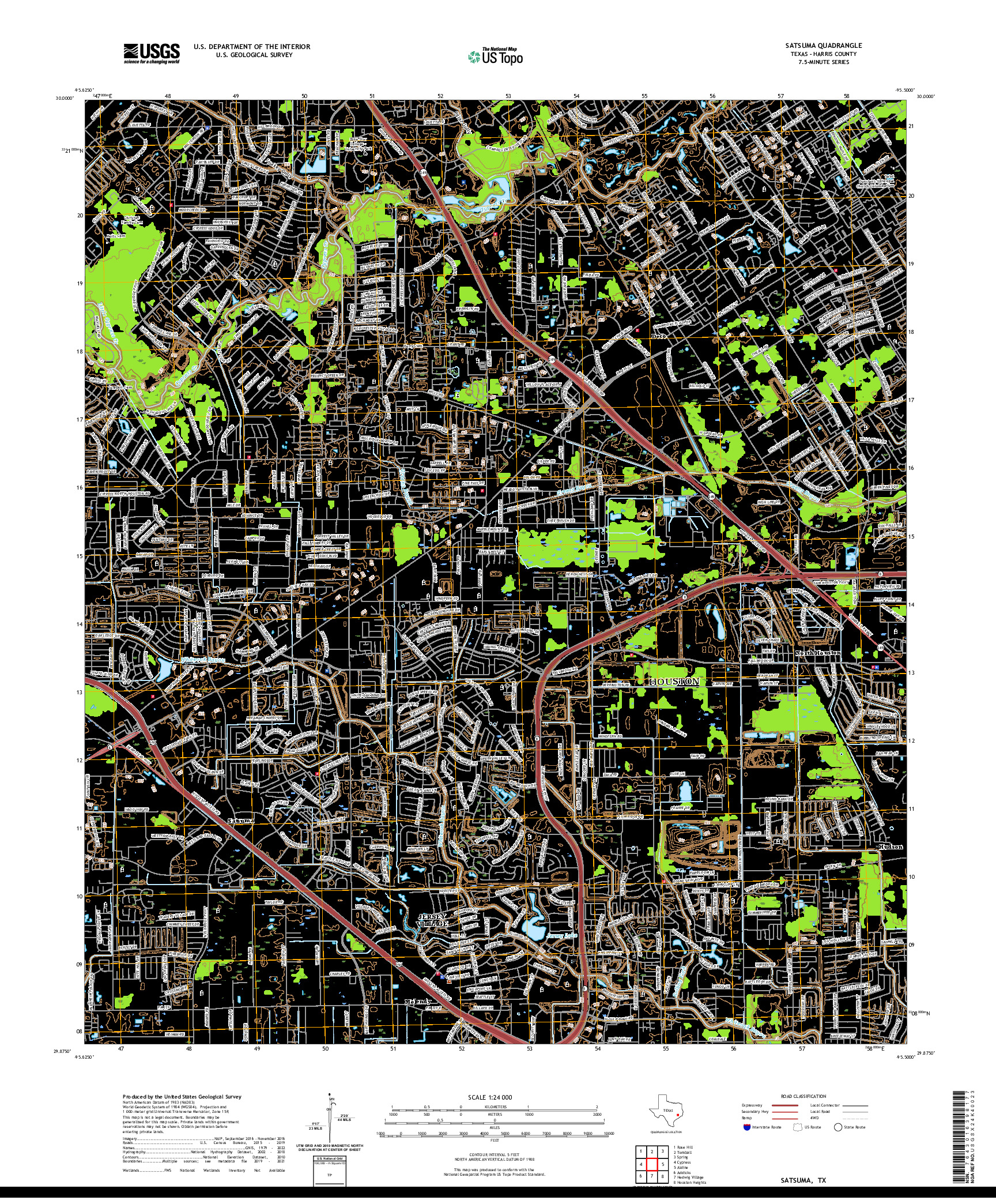 US TOPO 7.5-MINUTE MAP FOR SATSUMA, TX