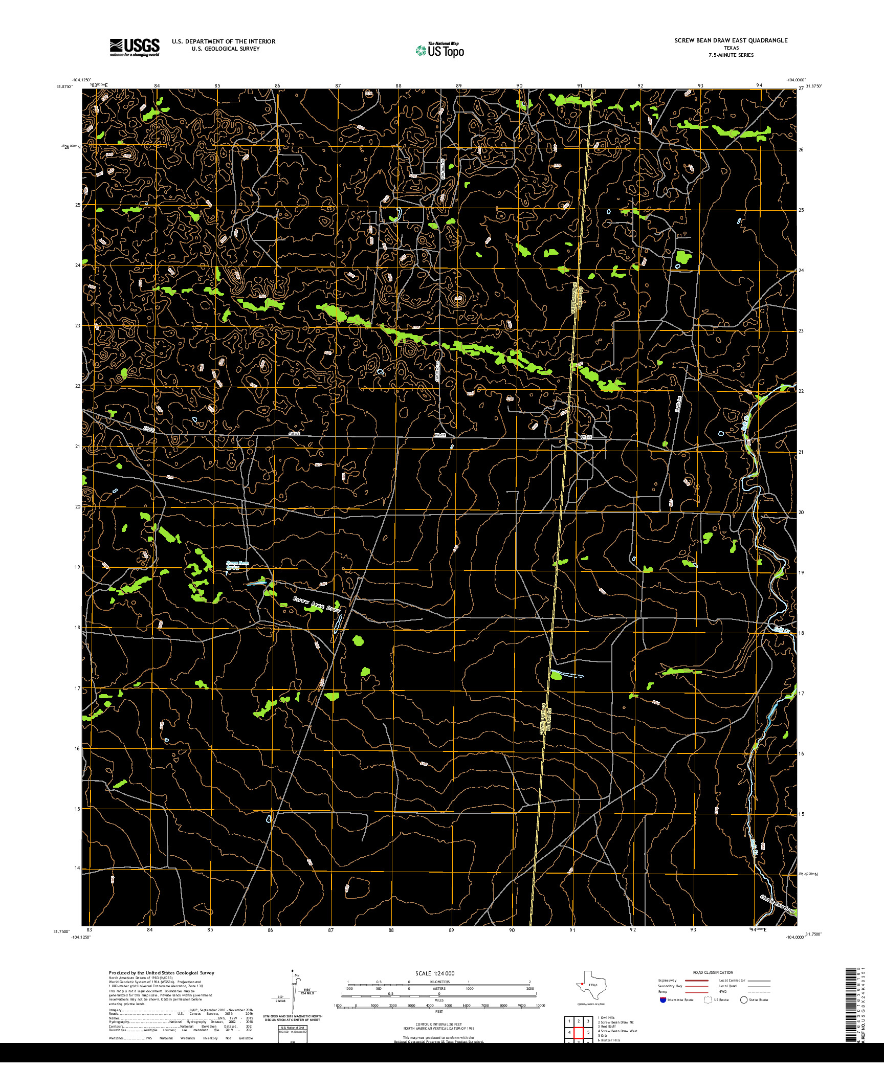 US TOPO 7.5-MINUTE MAP FOR SCREW BEAN DRAW EAST, TX