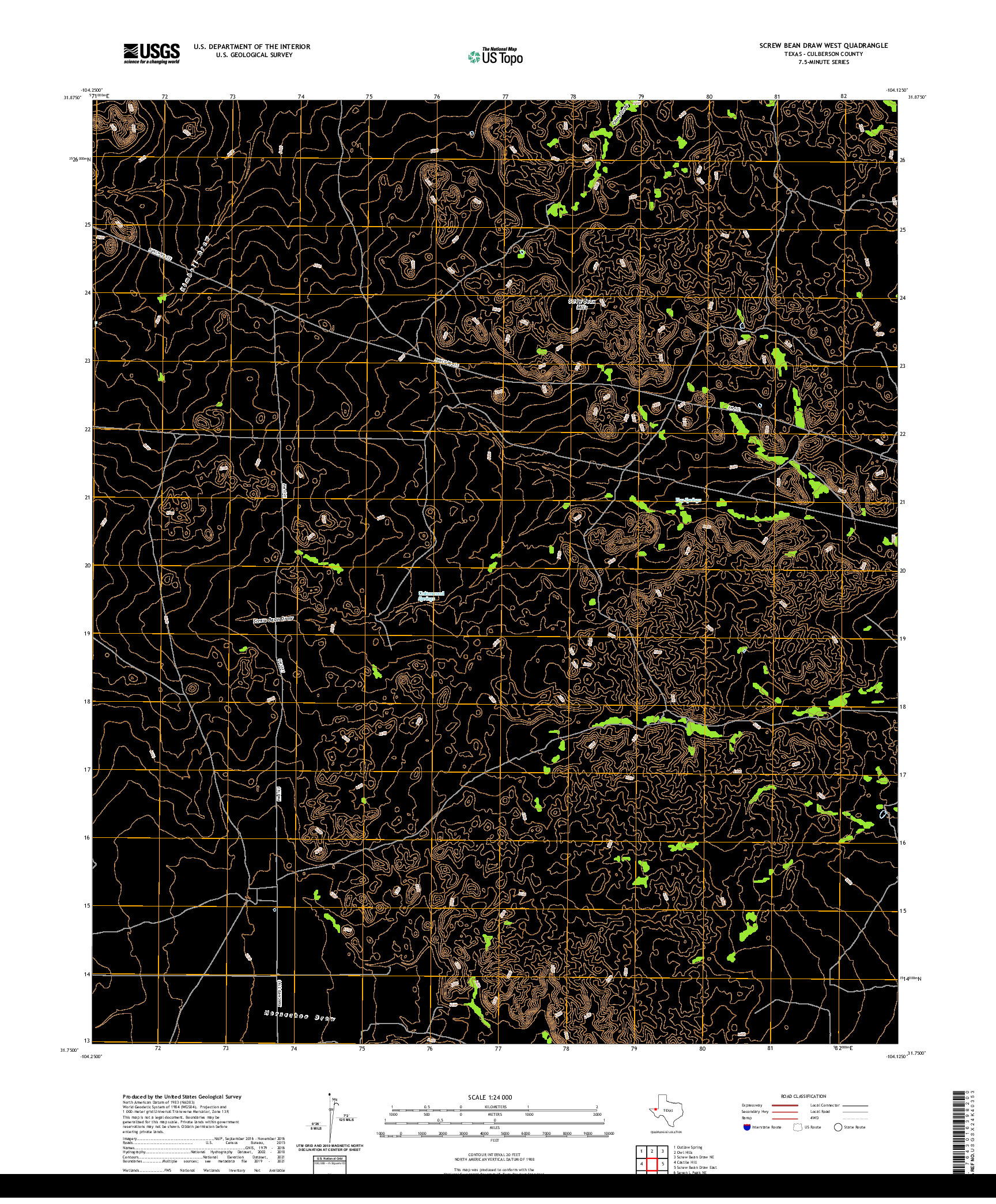 US TOPO 7.5-MINUTE MAP FOR SCREW BEAN DRAW WEST, TX