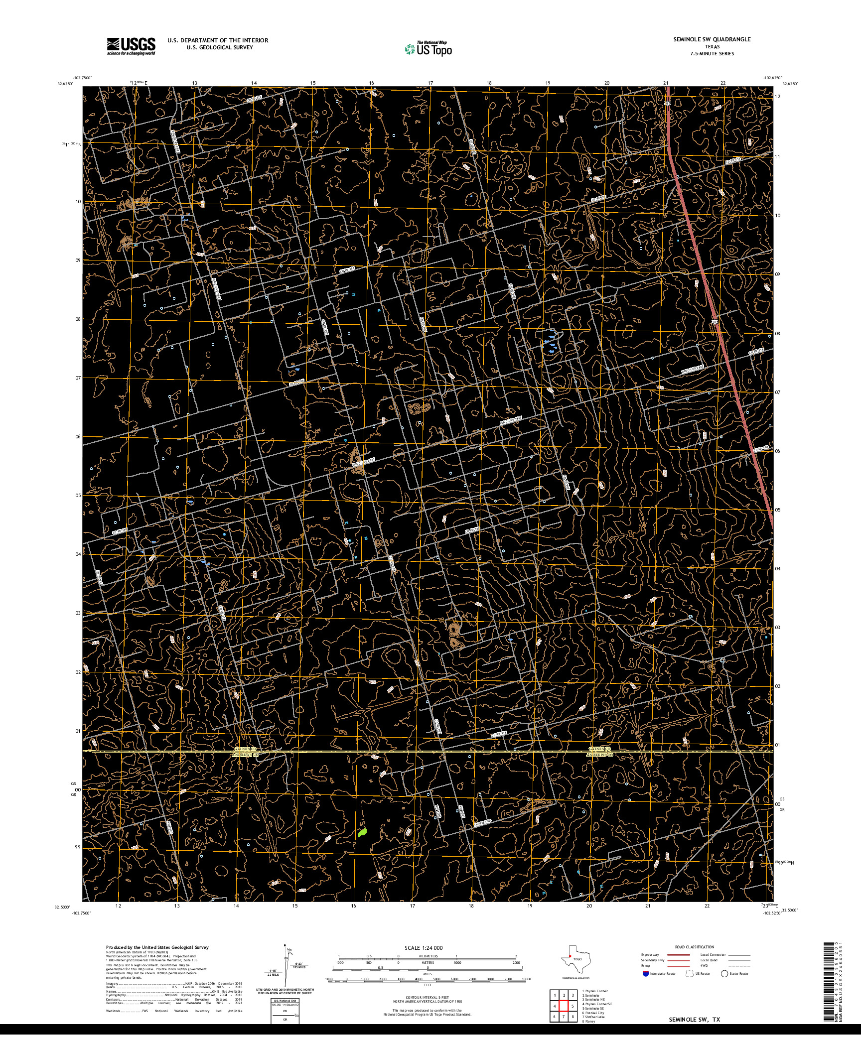 US TOPO 7.5-MINUTE MAP FOR SEMINOLE SW, TX