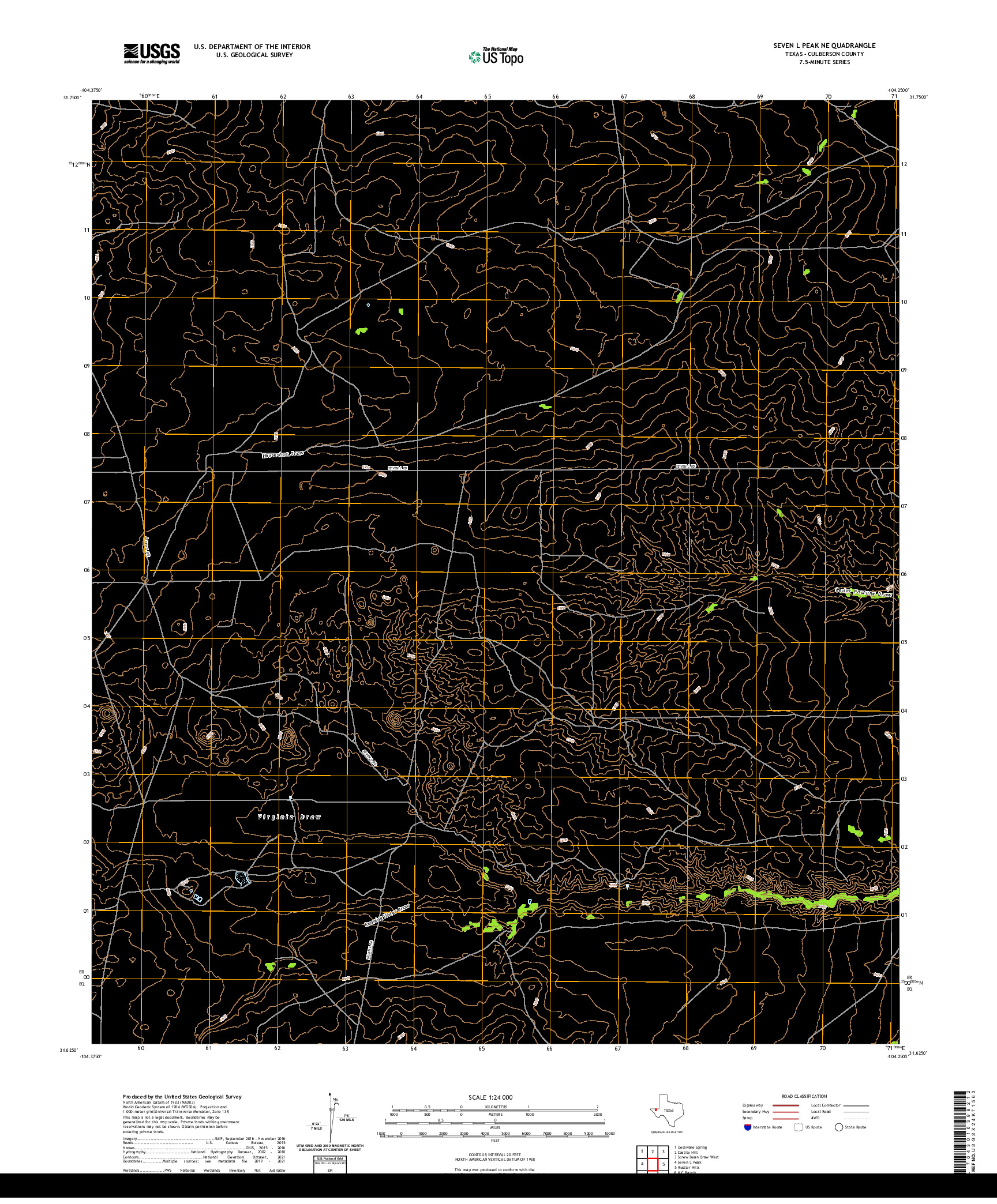 US TOPO 7.5-MINUTE MAP FOR SEVEN L PEAK NE, TX