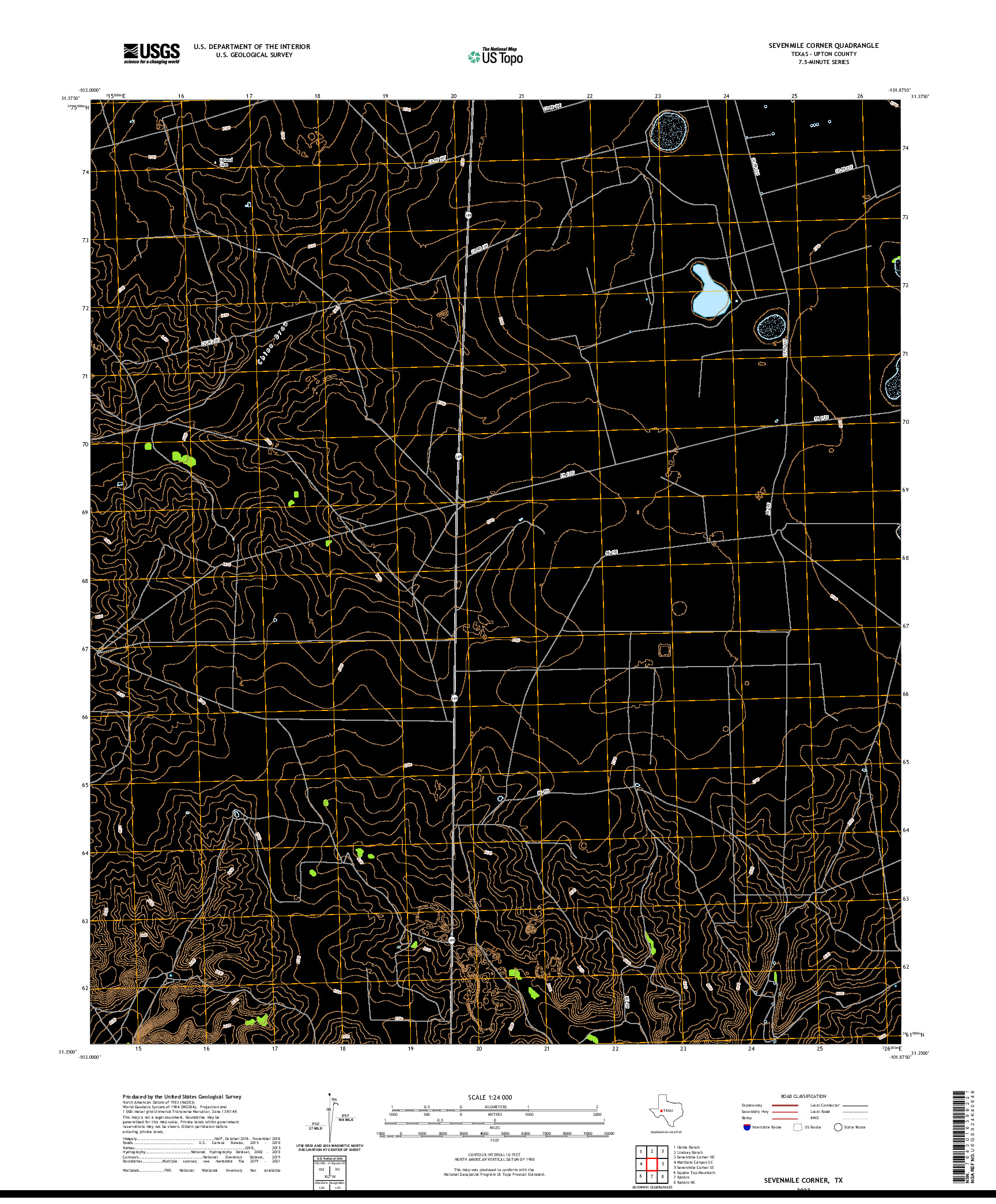 US TOPO 7.5-MINUTE MAP FOR SEVENMILE CORNER, TX