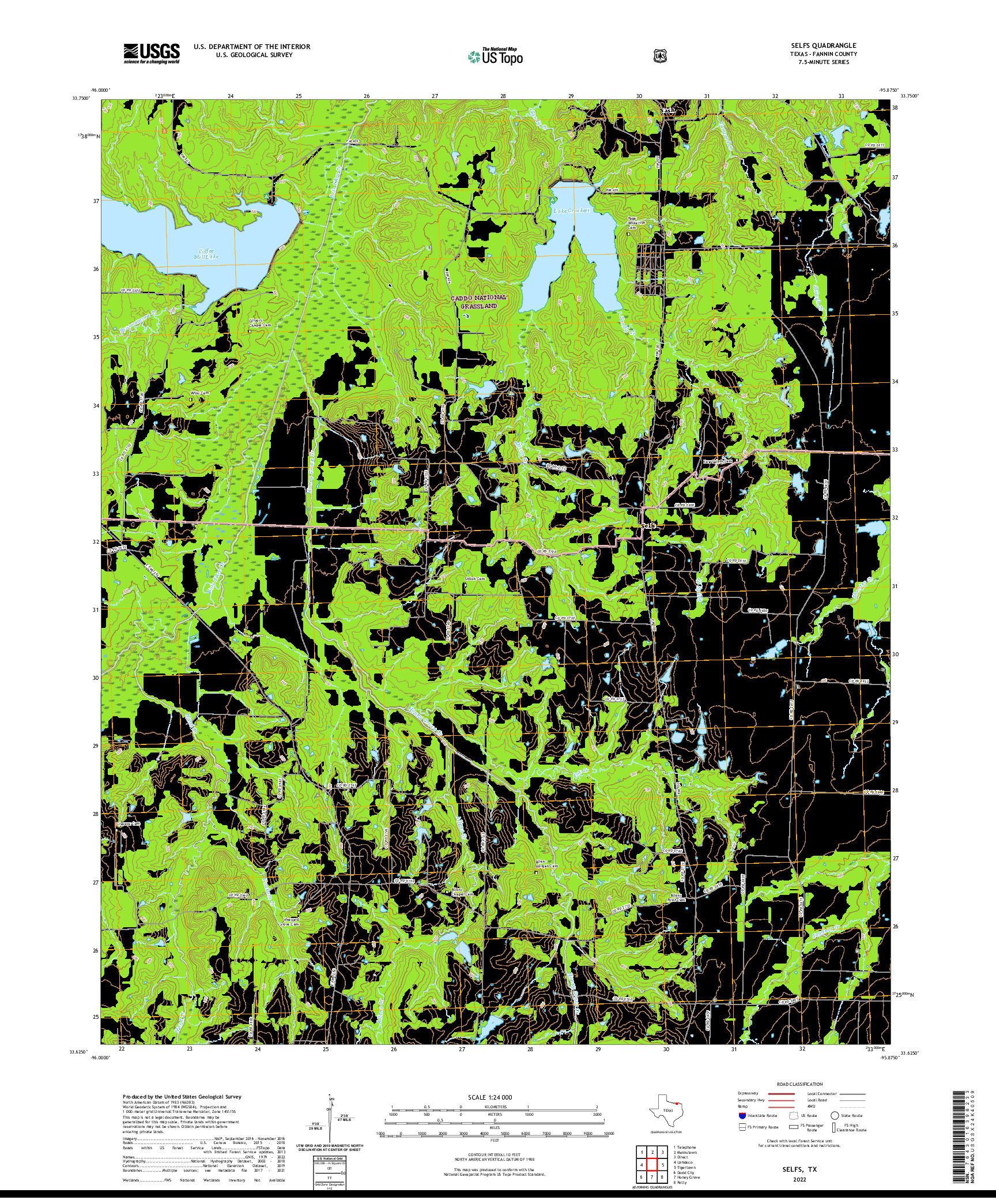 US TOPO 7.5-MINUTE MAP FOR SELFS, TX