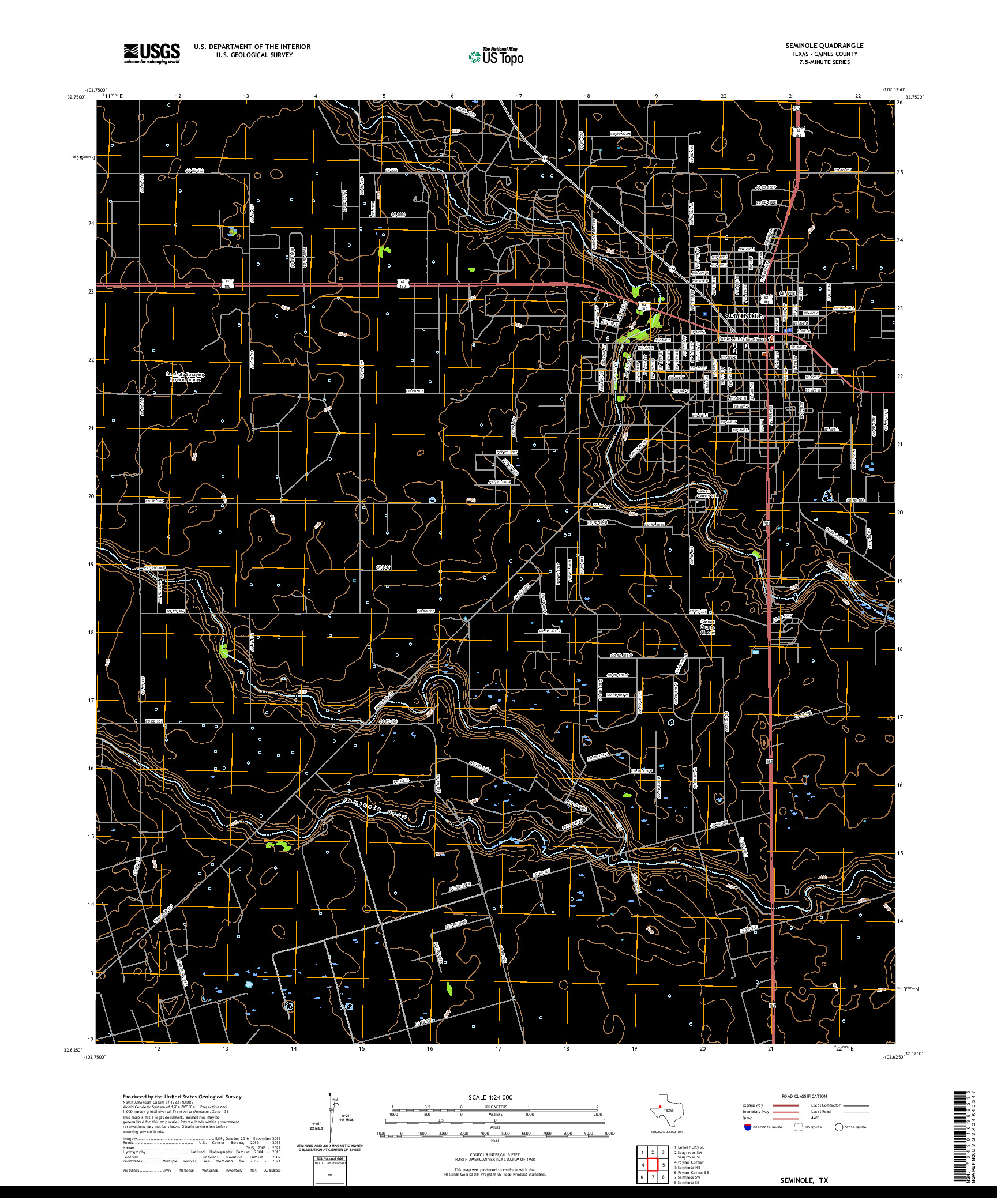 US TOPO 7.5-MINUTE MAP FOR SEMINOLE, TX