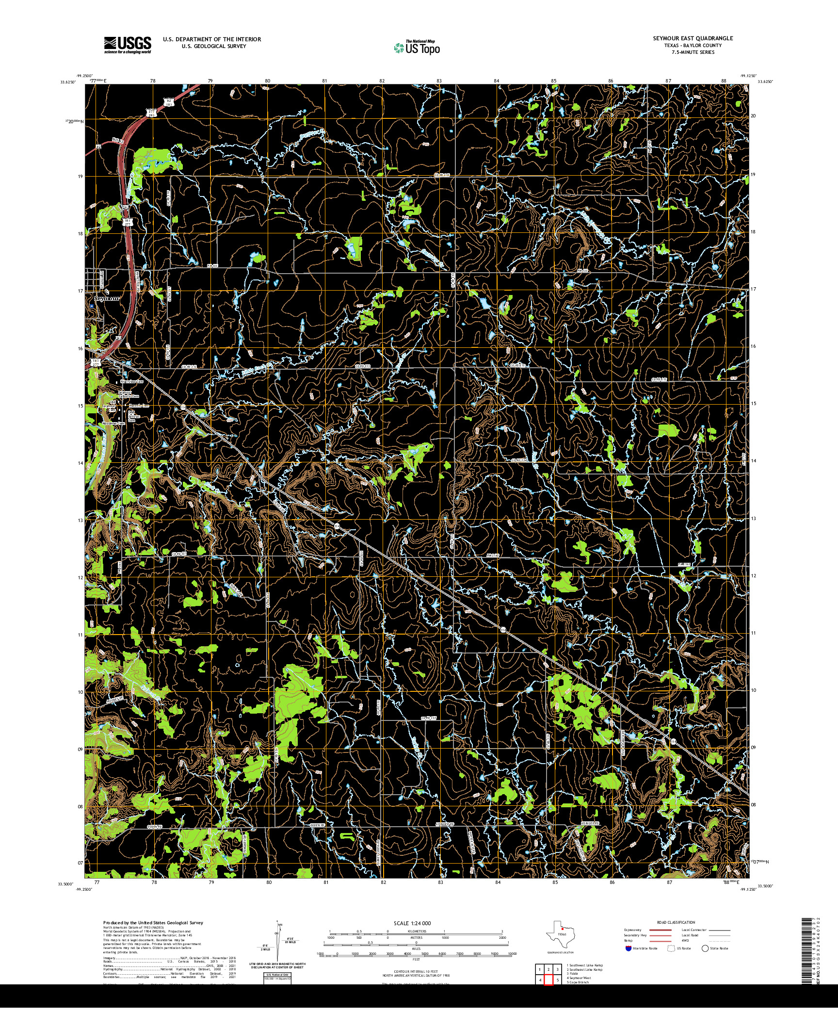 US TOPO 7.5-MINUTE MAP FOR SEYMOUR EAST, TX