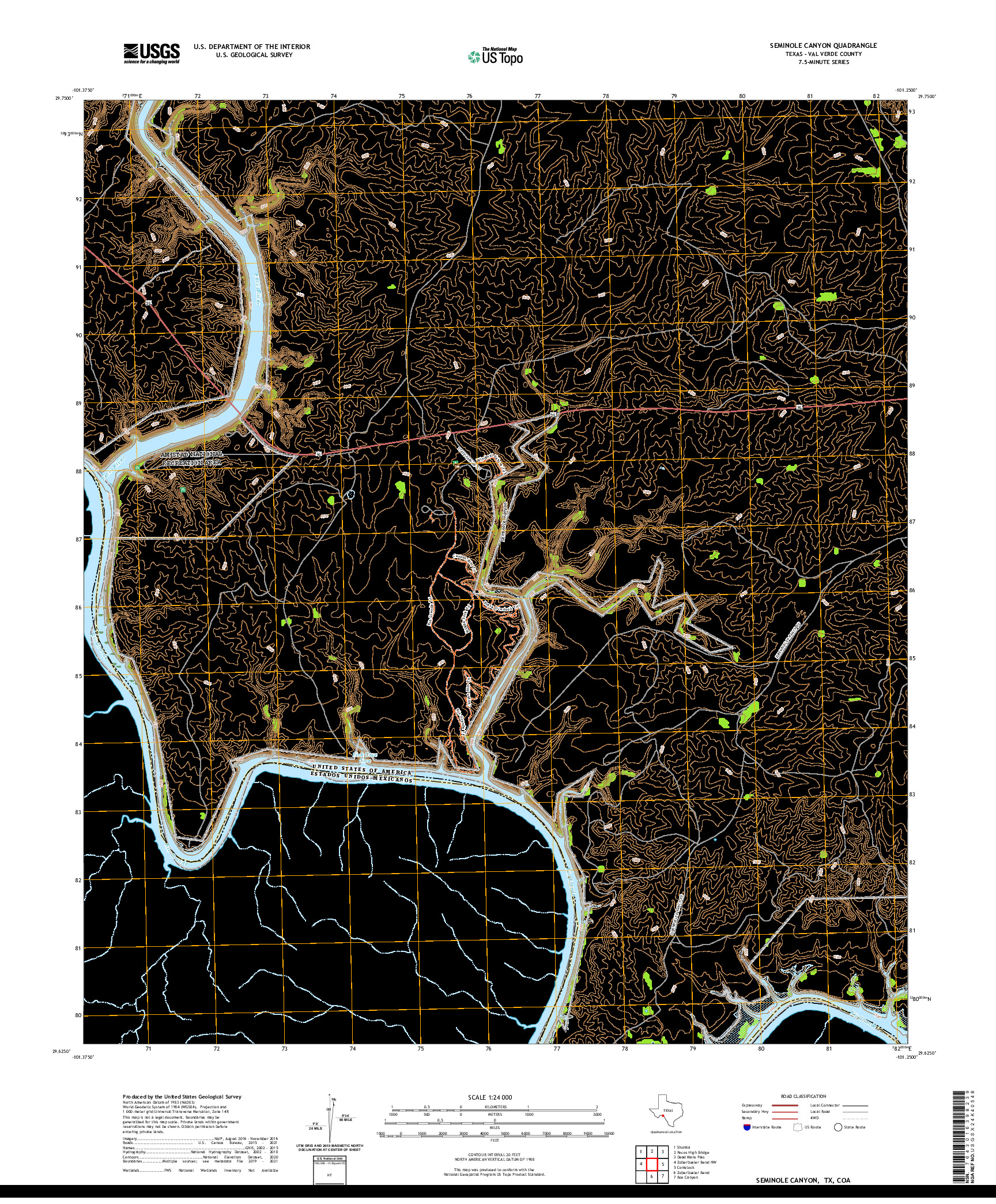 US TOPO 7.5-MINUTE MAP FOR SEMINOLE CANYON, TX,COA