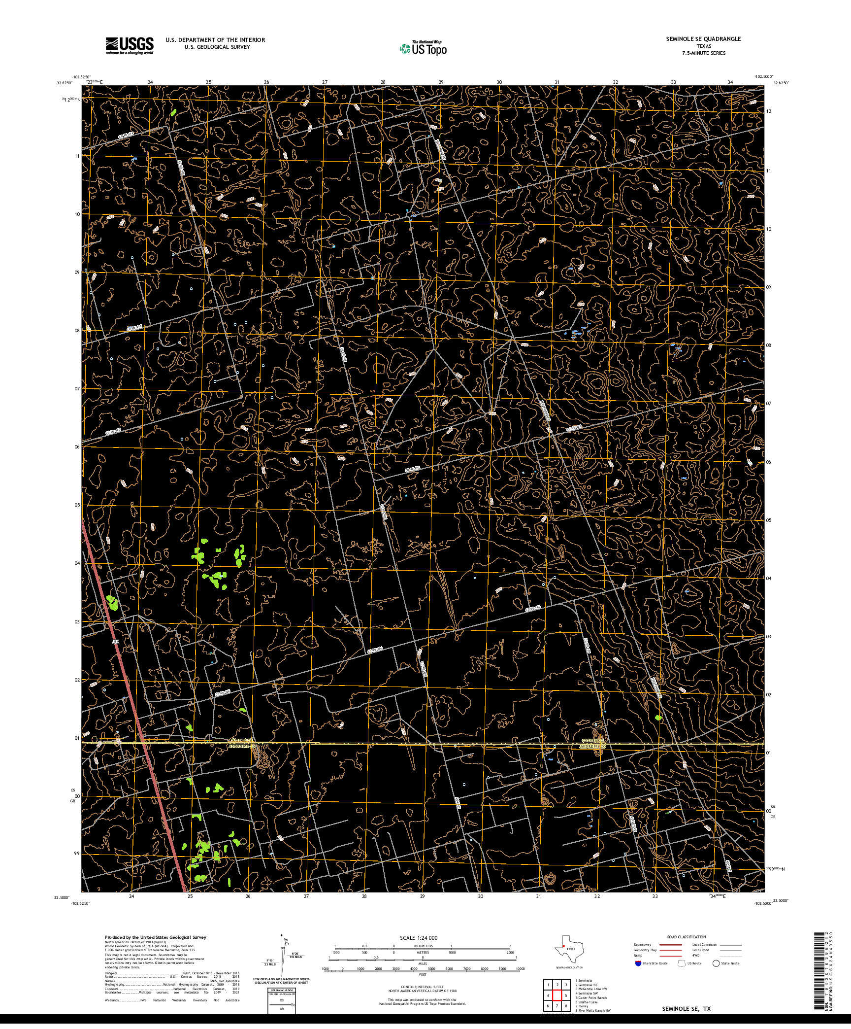 US TOPO 7.5-MINUTE MAP FOR SEMINOLE SE, TX