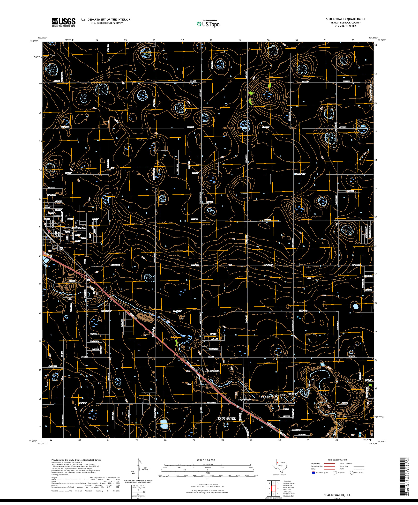 US TOPO 7.5-MINUTE MAP FOR SHALLOWATER, TX