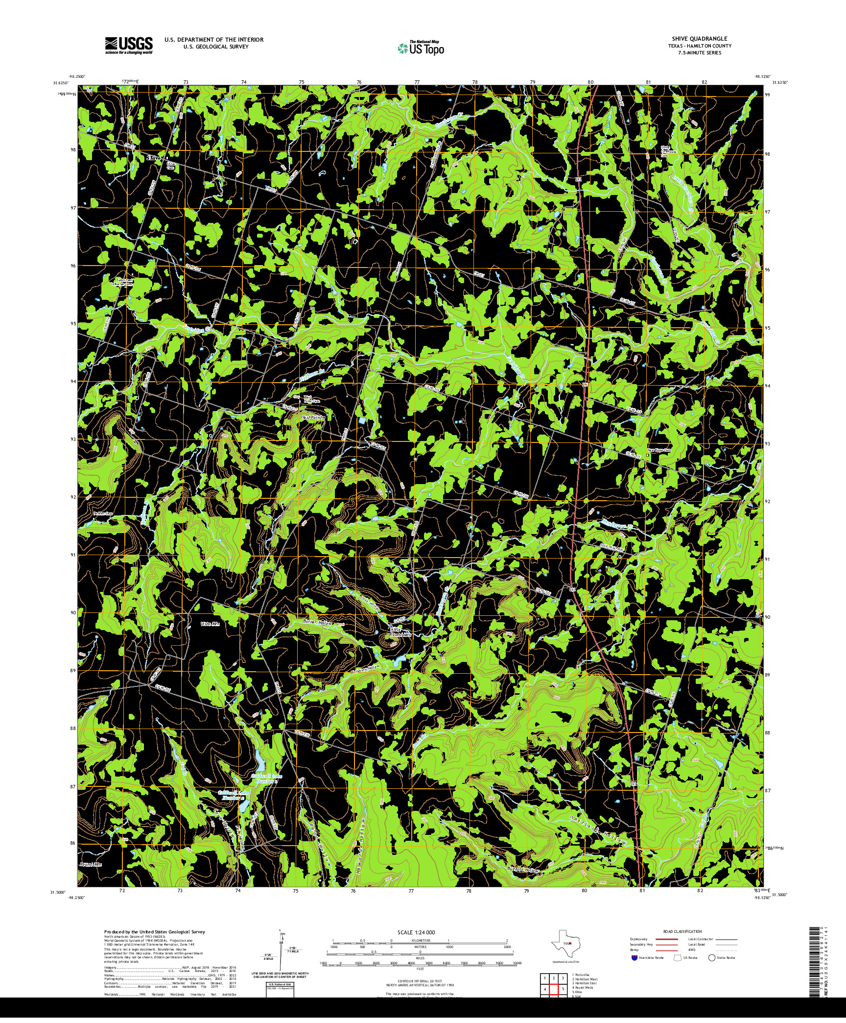 US TOPO 7.5-MINUTE MAP FOR SHIVE, TX