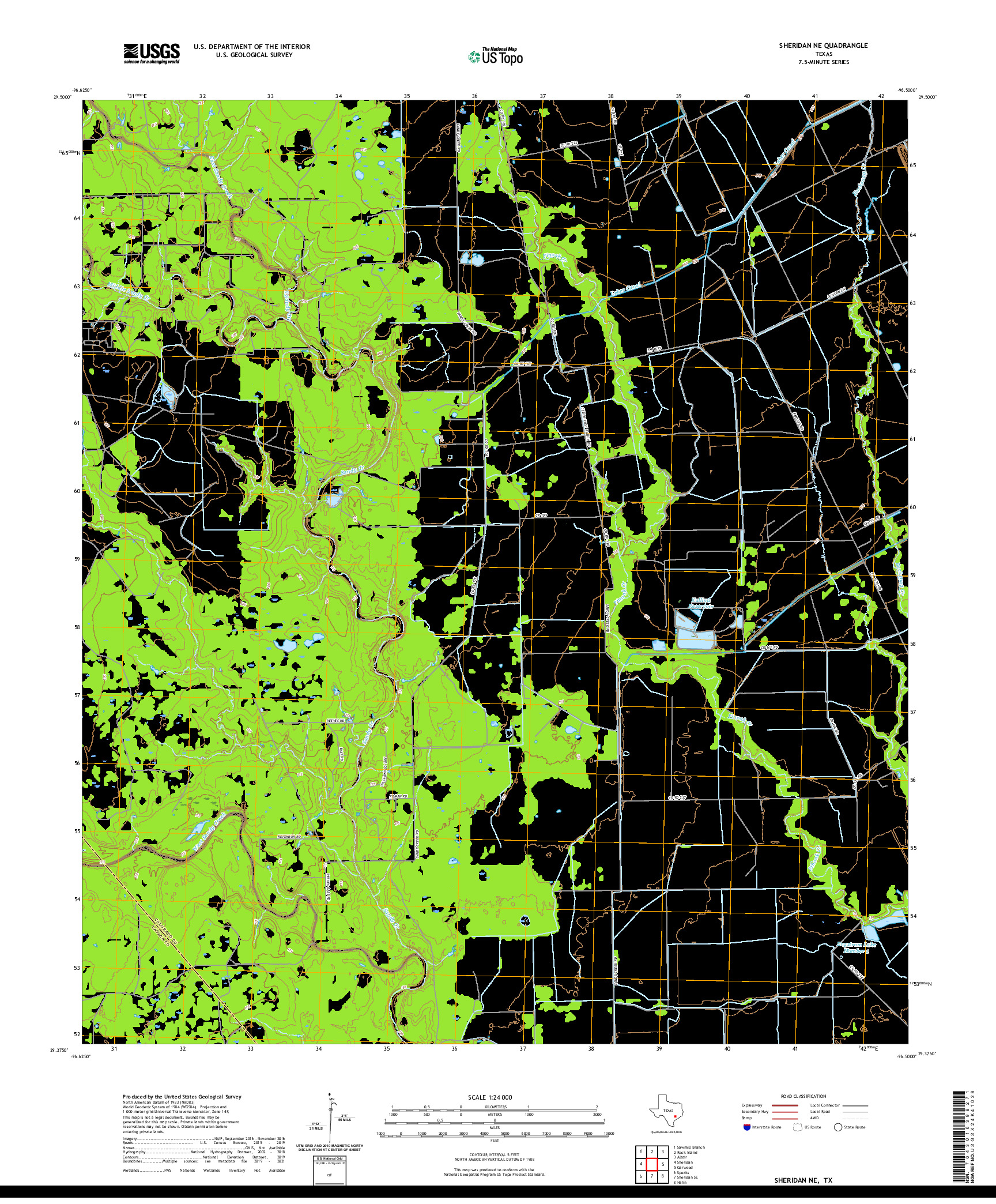 US TOPO 7.5-MINUTE MAP FOR SHERIDAN NE, TX