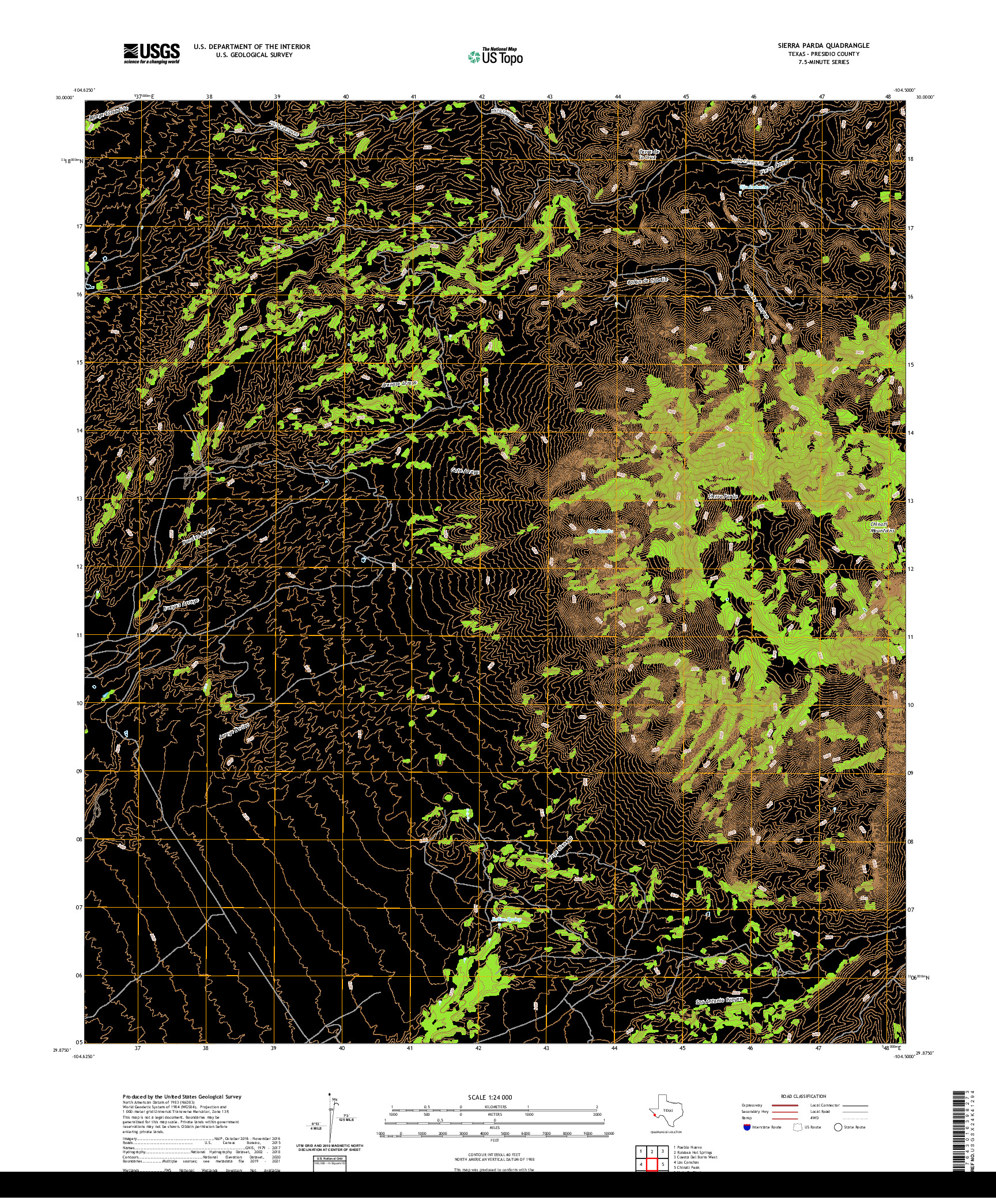 US TOPO 7.5-MINUTE MAP FOR SIERRA PARDA, TX