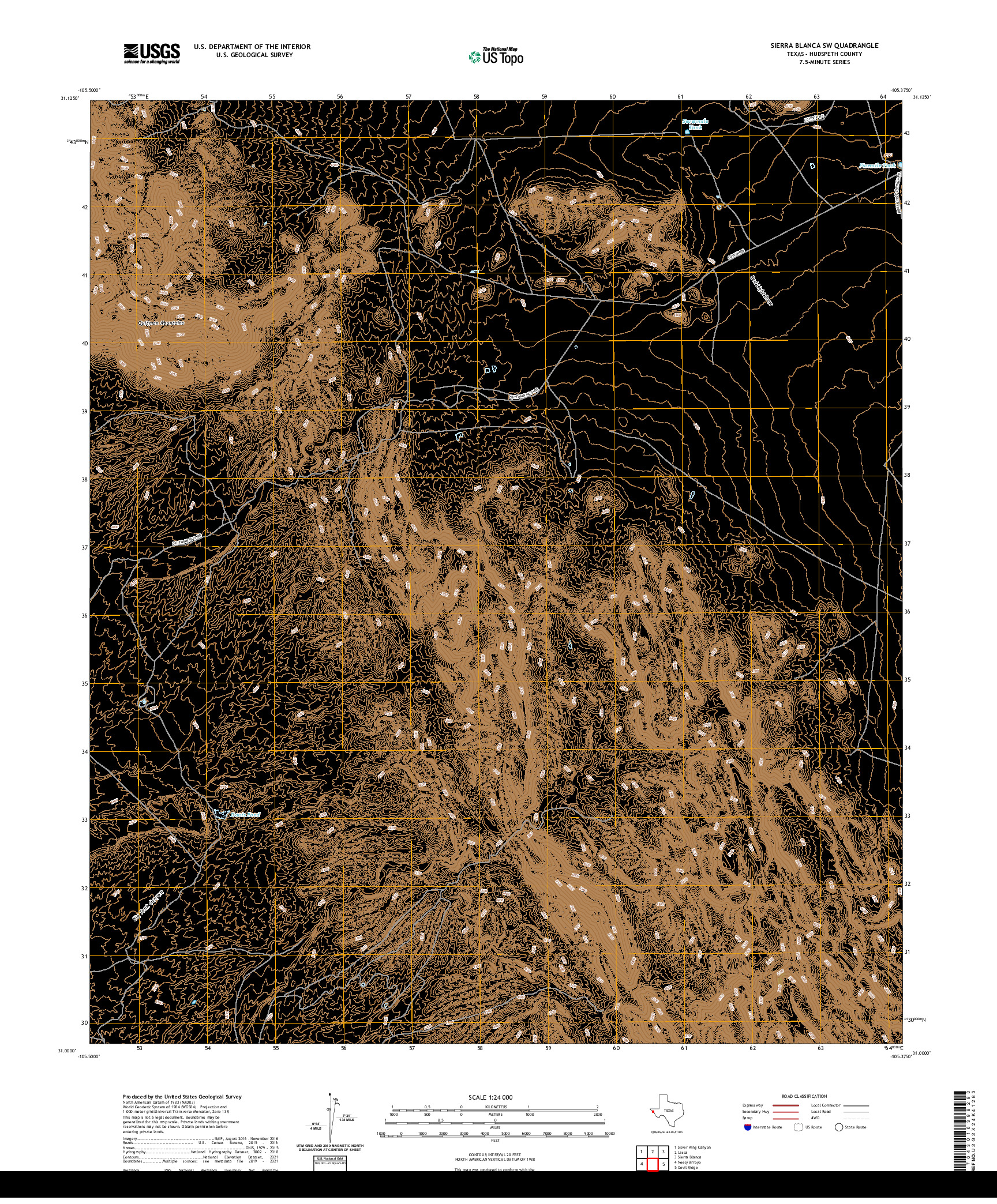 US TOPO 7.5-MINUTE MAP FOR SIERRA BLANCA SW, TX