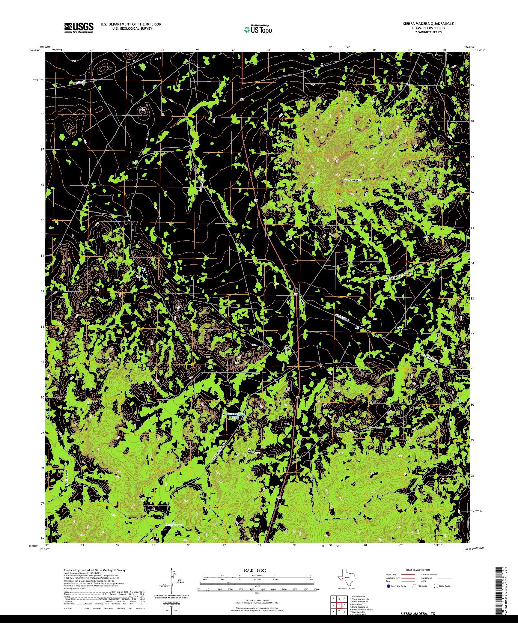 US TOPO 7.5-MINUTE MAP FOR SIERRA MADERA, TX