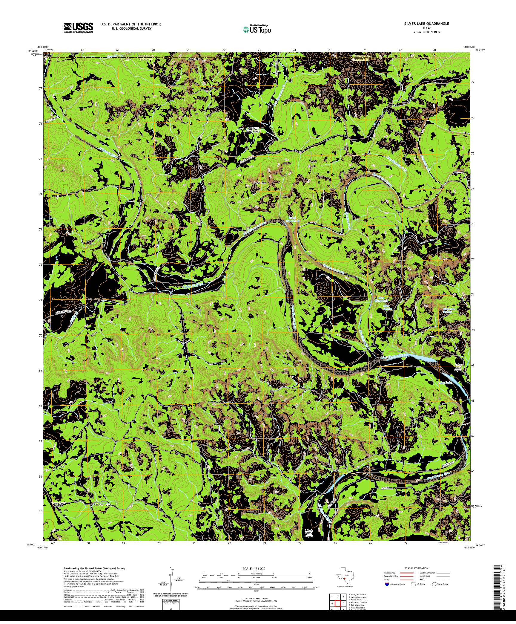 US TOPO 7.5-MINUTE MAP FOR SILVER LAKE, TX