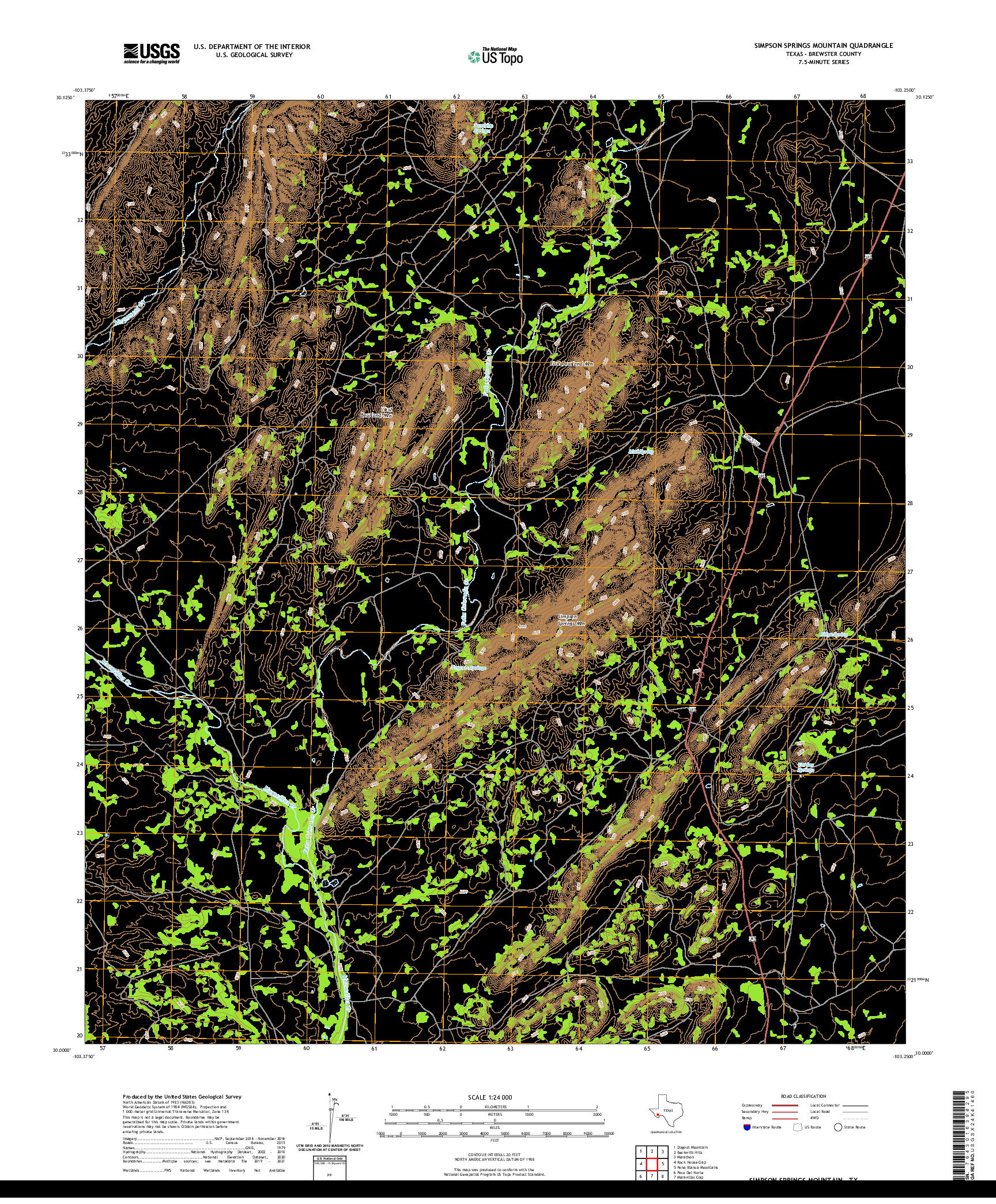 US TOPO 7.5-MINUTE MAP FOR SIMPSON SPRINGS MOUNTAIN, TX