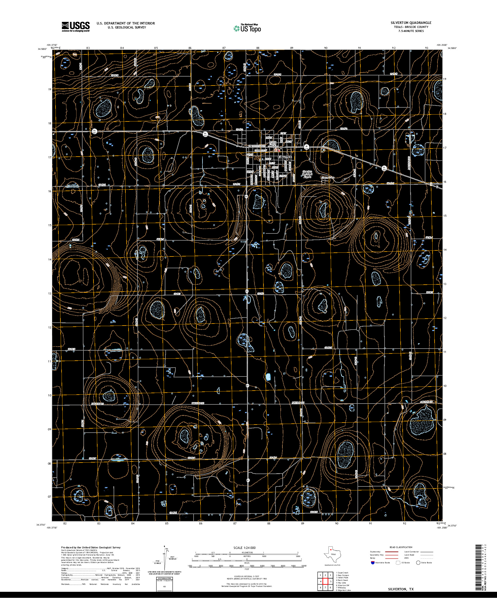 US TOPO 7.5-MINUTE MAP FOR SILVERTON, TX