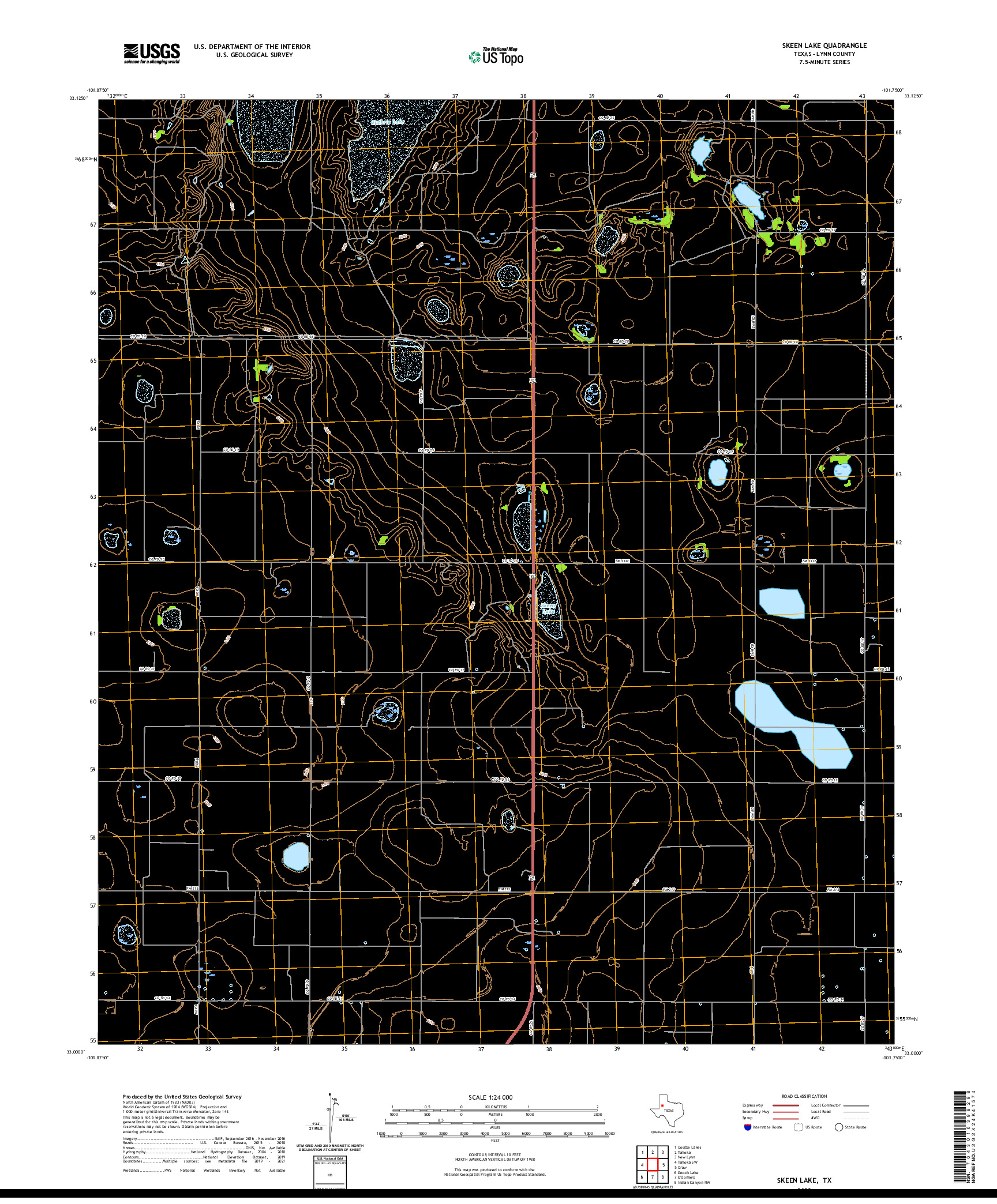 US TOPO 7.5-MINUTE MAP FOR SKEEN LAKE, TX