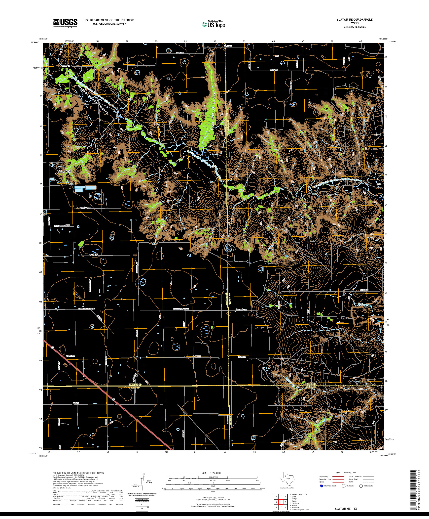 US TOPO 7.5-MINUTE MAP FOR SLATON NE, TX