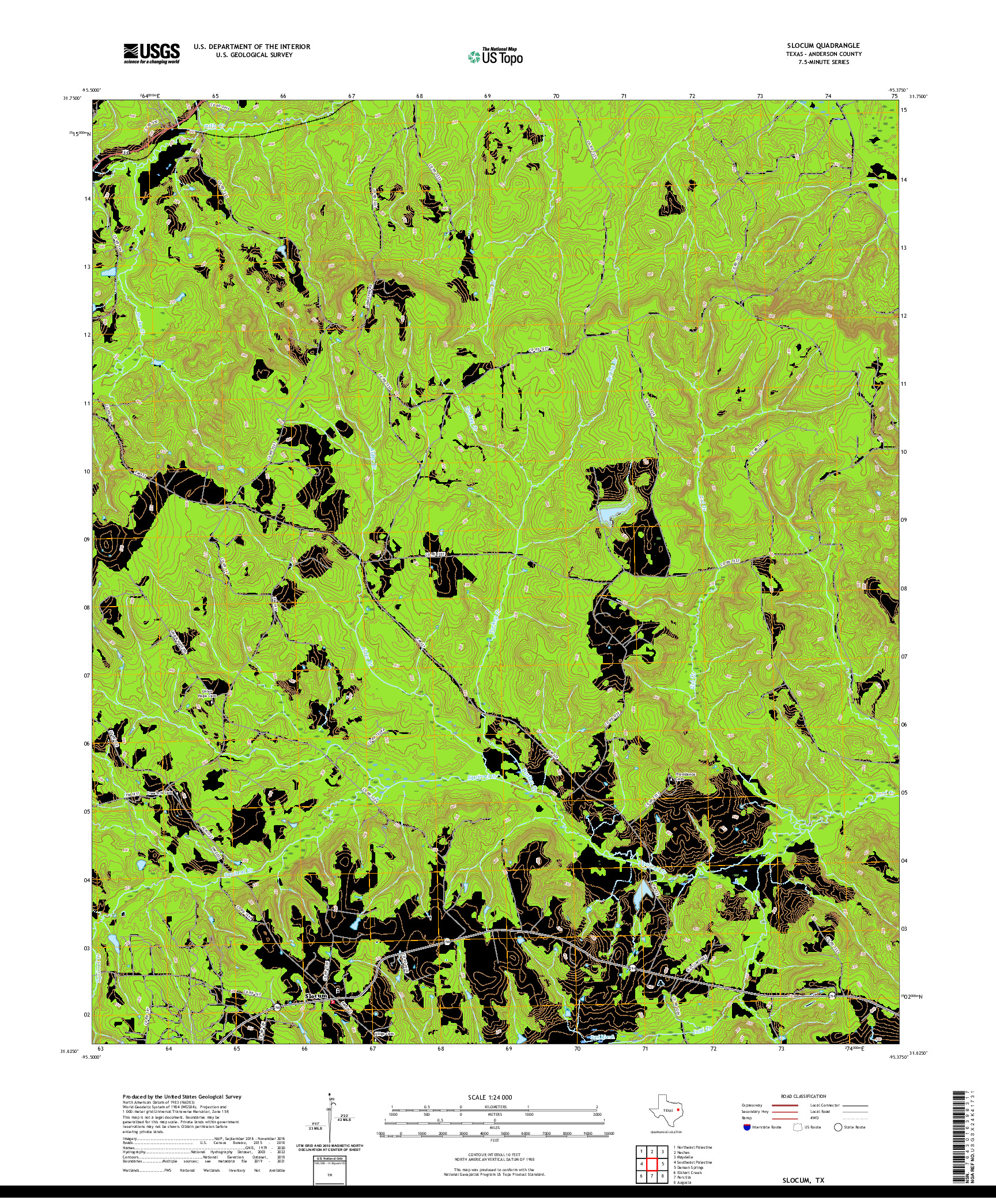 US TOPO 7.5-MINUTE MAP FOR SLOCUM, TX