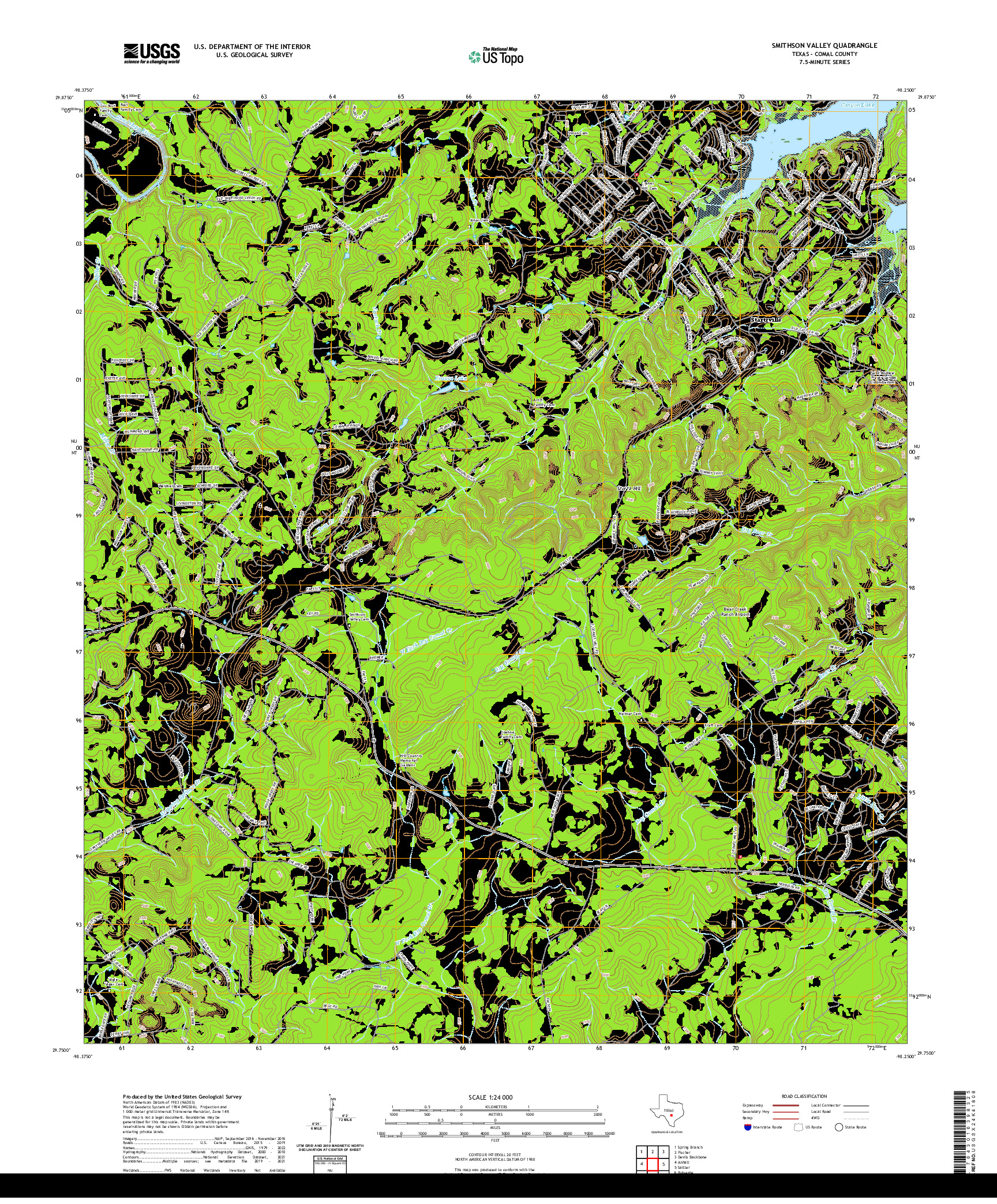 US TOPO 7.5-MINUTE MAP FOR SMITHSON VALLEY, TX