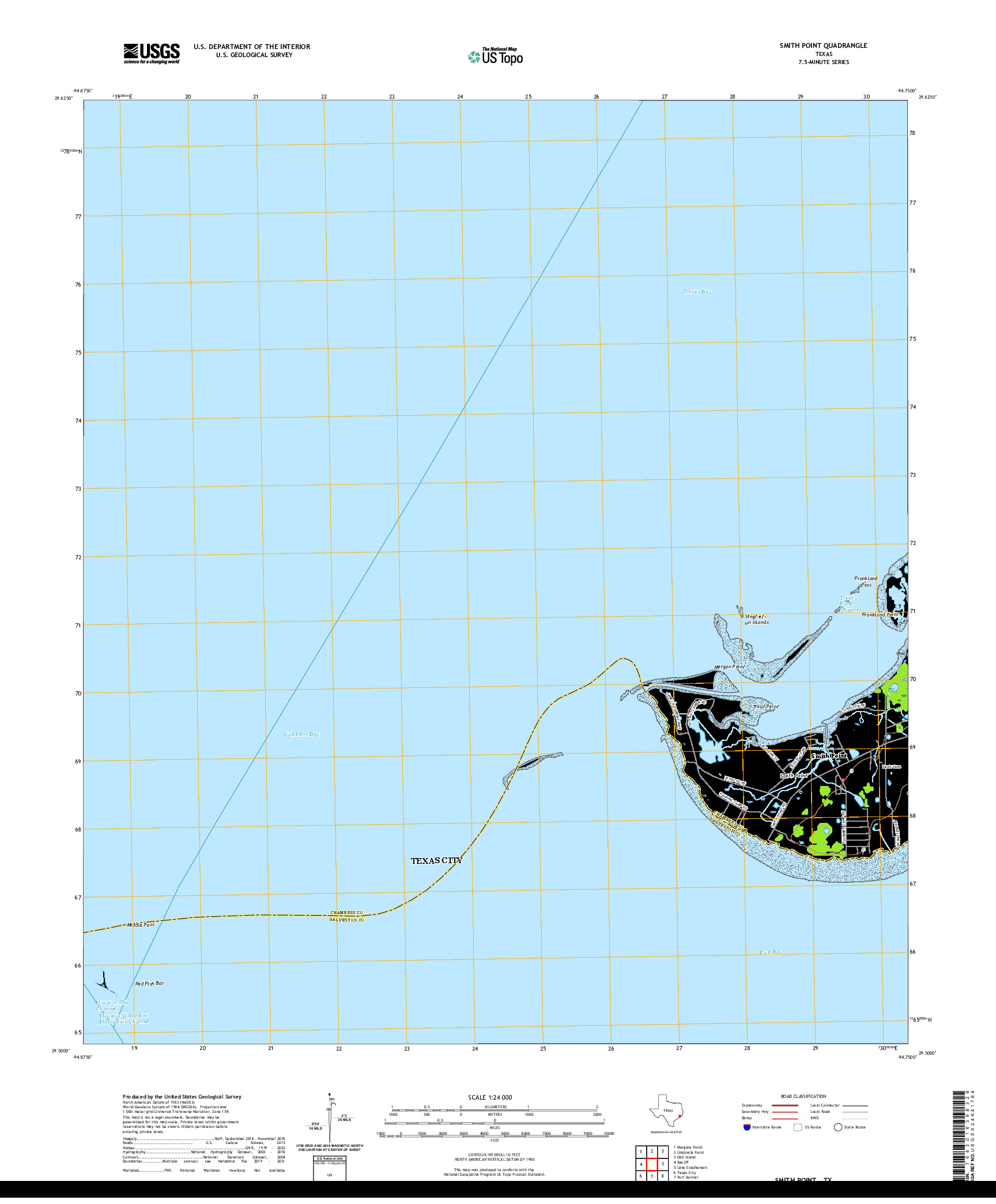 US TOPO 7.5-MINUTE MAP FOR SMITH POINT, TX