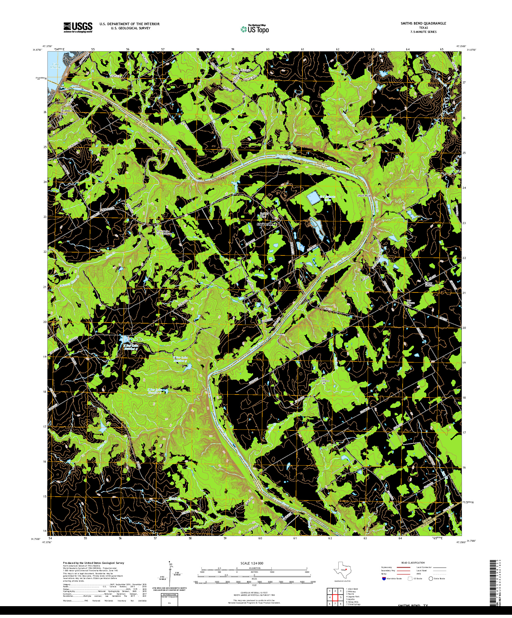 US TOPO 7.5-MINUTE MAP FOR SMITHS BEND, TX