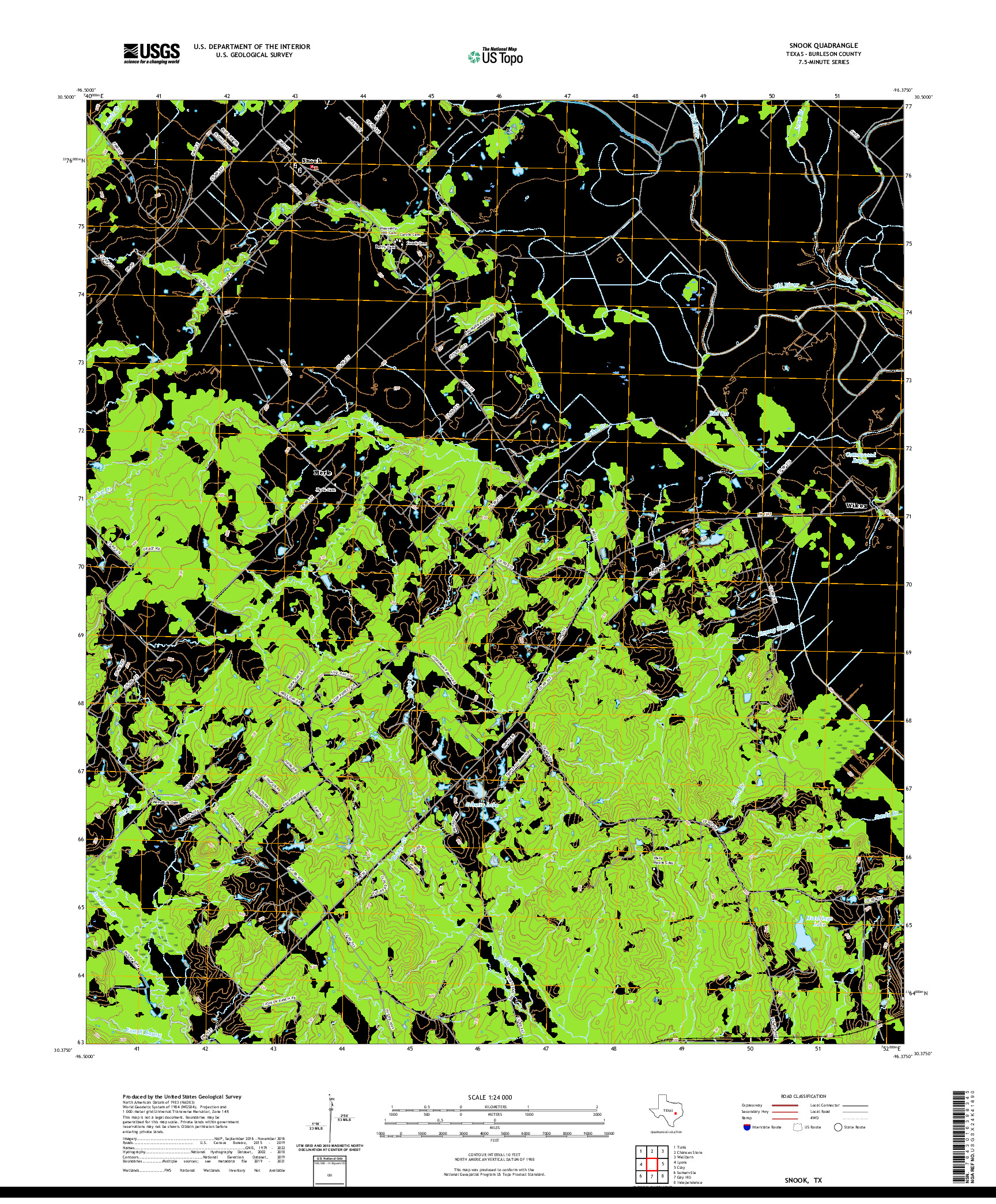 US TOPO 7.5-MINUTE MAP FOR SNOOK, TX