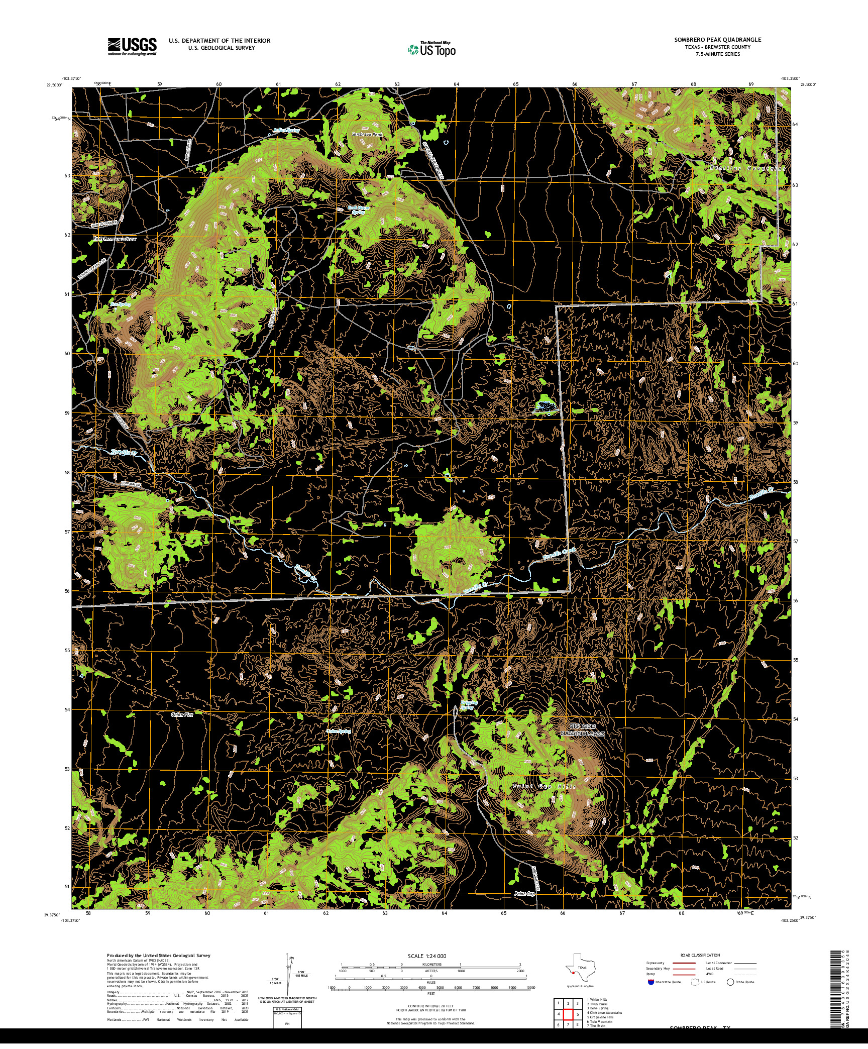 US TOPO 7.5-MINUTE MAP FOR SOMBRERO PEAK, TX