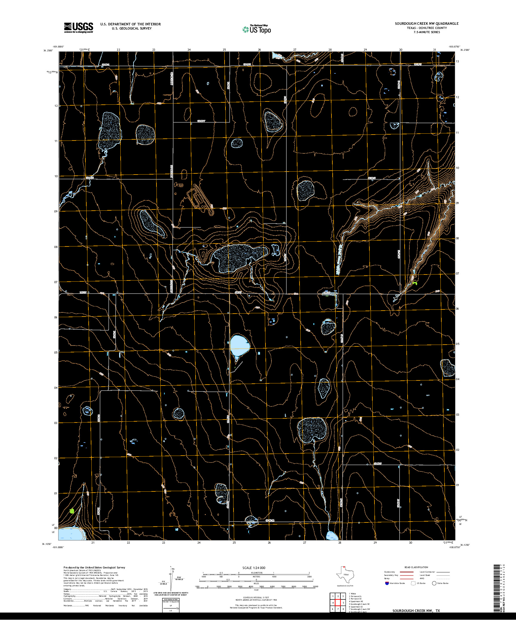 US TOPO 7.5-MINUTE MAP FOR SOURDOUGH CREEK NW, TX