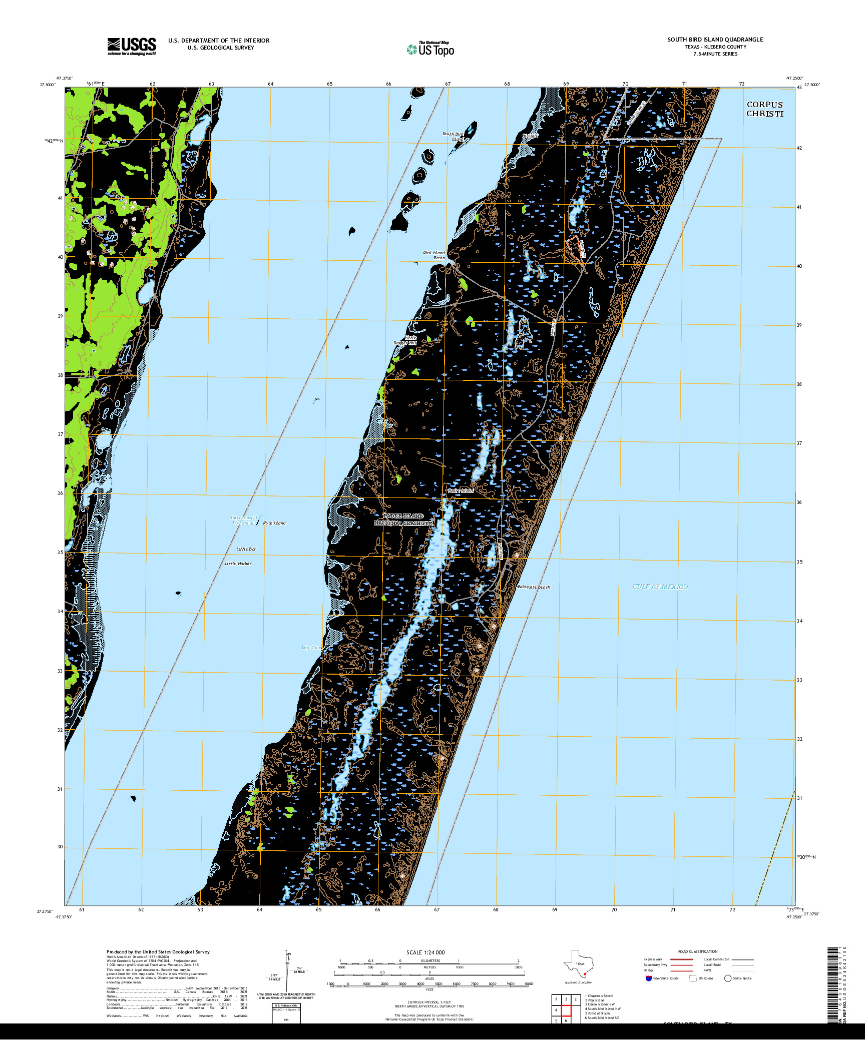 US TOPO 7.5-MINUTE MAP FOR SOUTH BIRD ISLAND, TX