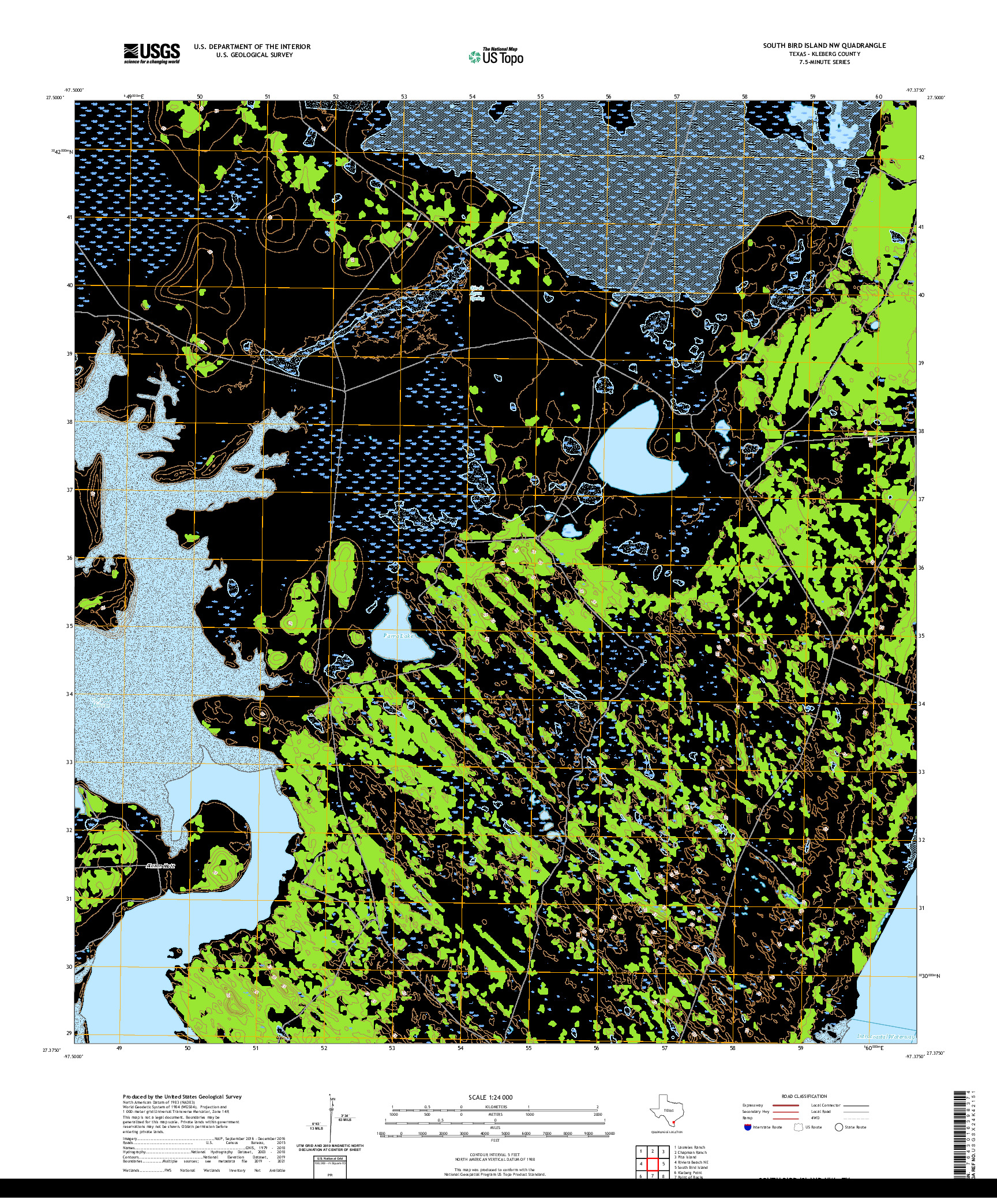 US TOPO 7.5-MINUTE MAP FOR SOUTH BIRD ISLAND NW, TX