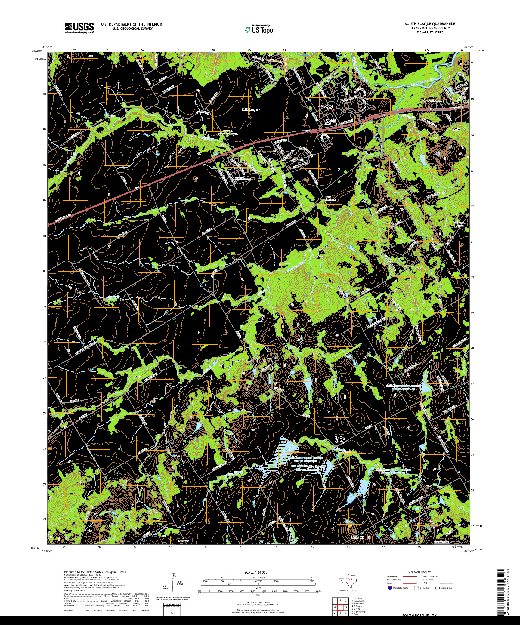 US TOPO 7.5-MINUTE MAP FOR SOUTH BOSQUE, TX