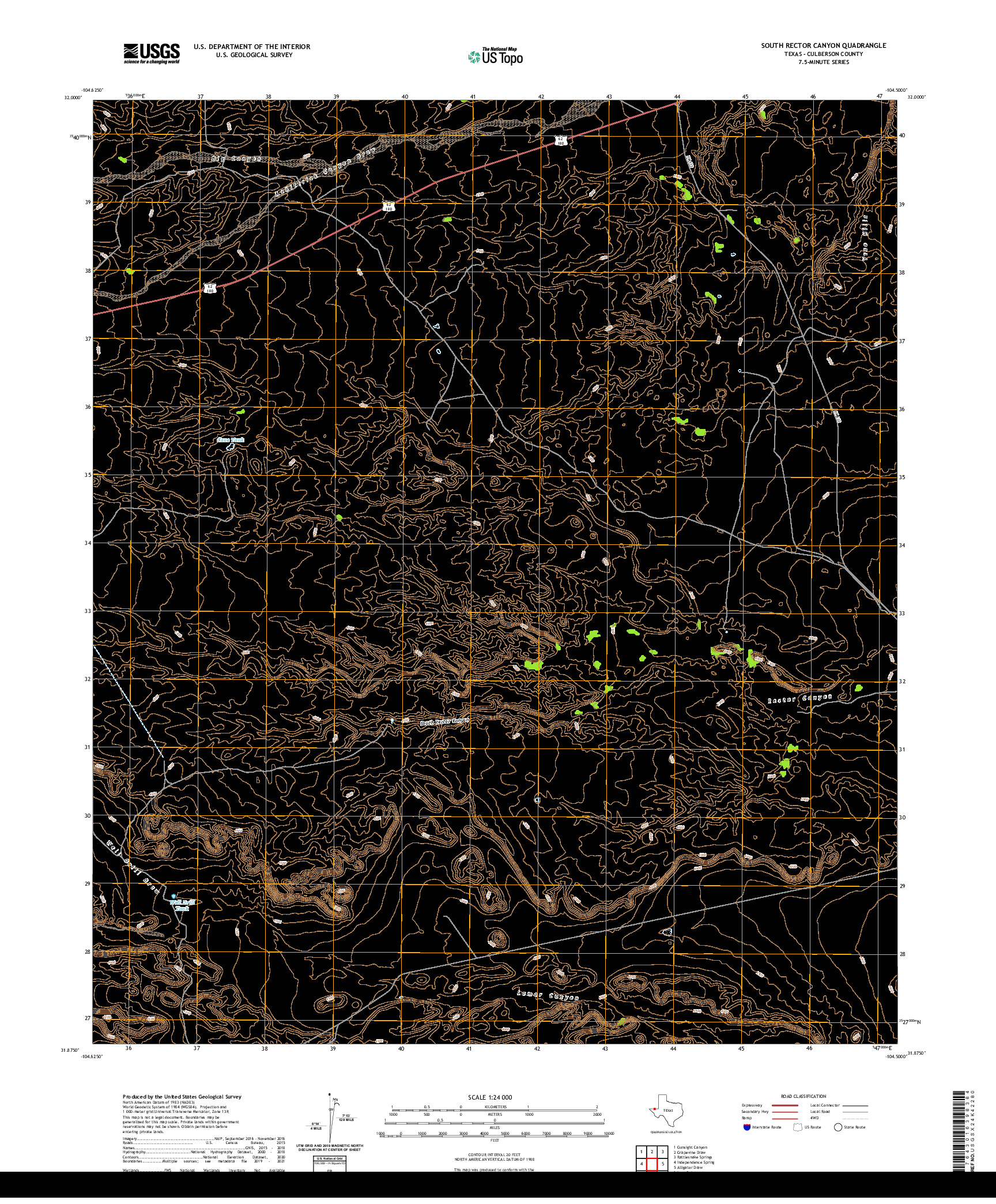 US TOPO 7.5-MINUTE MAP FOR SOUTH RECTOR CANYON, TX