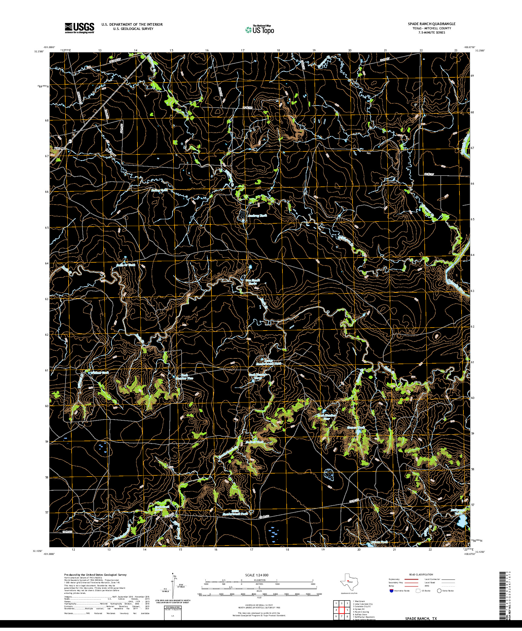 US TOPO 7.5-MINUTE MAP FOR SPADE RANCH, TX