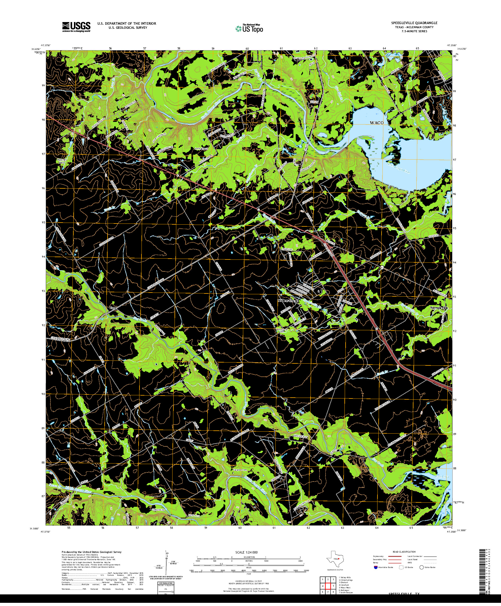 US TOPO 7.5-MINUTE MAP FOR SPEEGLEVILLE, TX