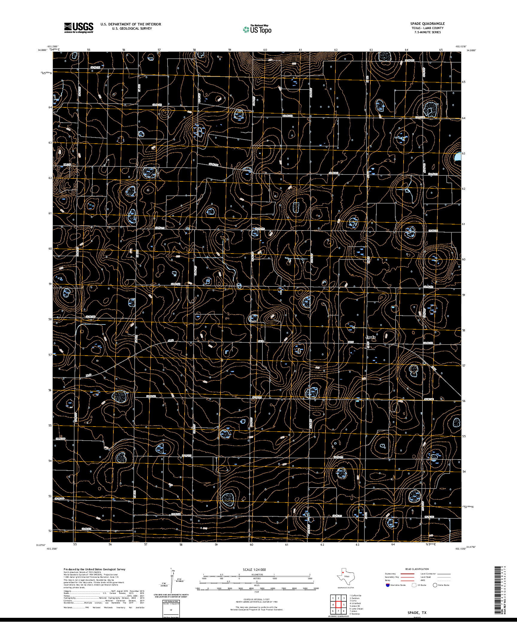 US TOPO 7.5-MINUTE MAP FOR SPADE, TX