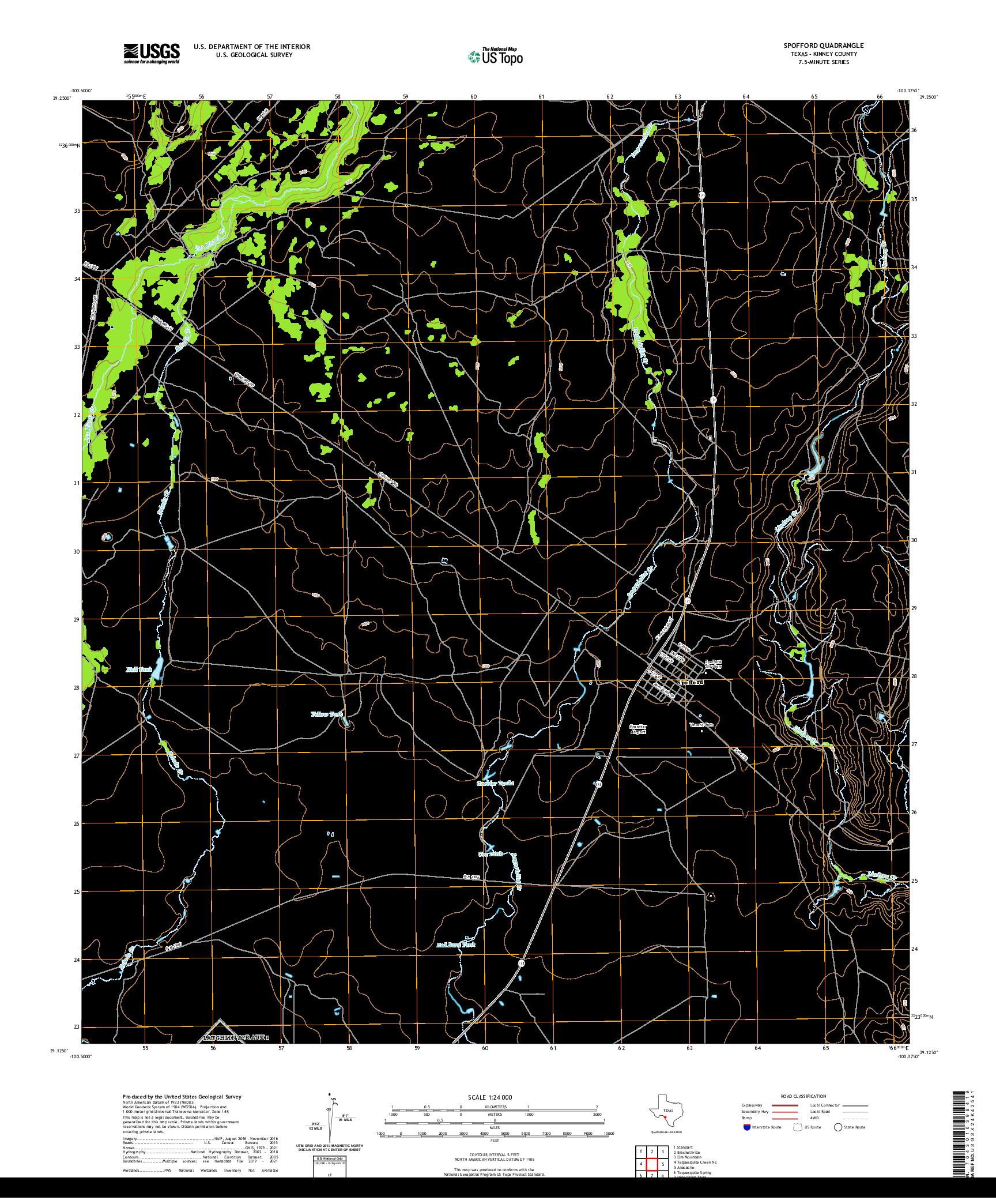 US TOPO 7.5-MINUTE MAP FOR SPOFFORD, TX