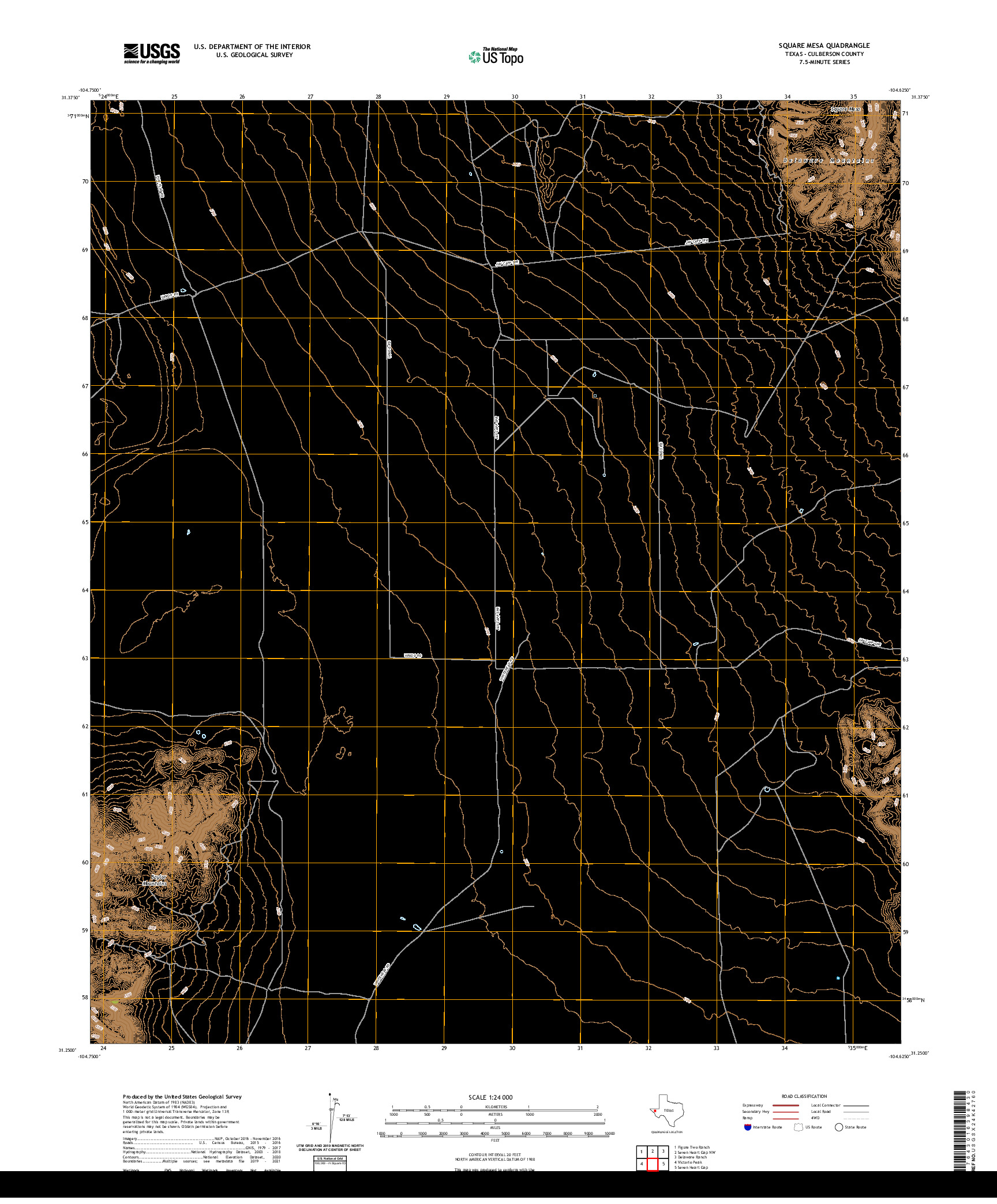 US TOPO 7.5-MINUTE MAP FOR SQUARE MESA, TX