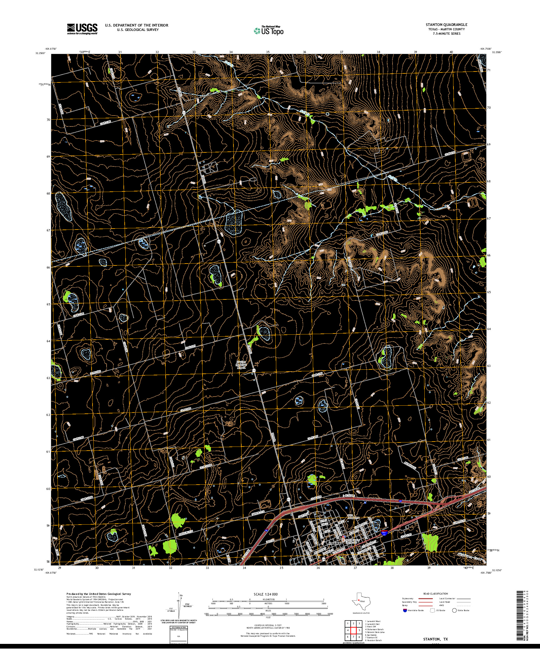 US TOPO 7.5-MINUTE MAP FOR STANTON, TX
