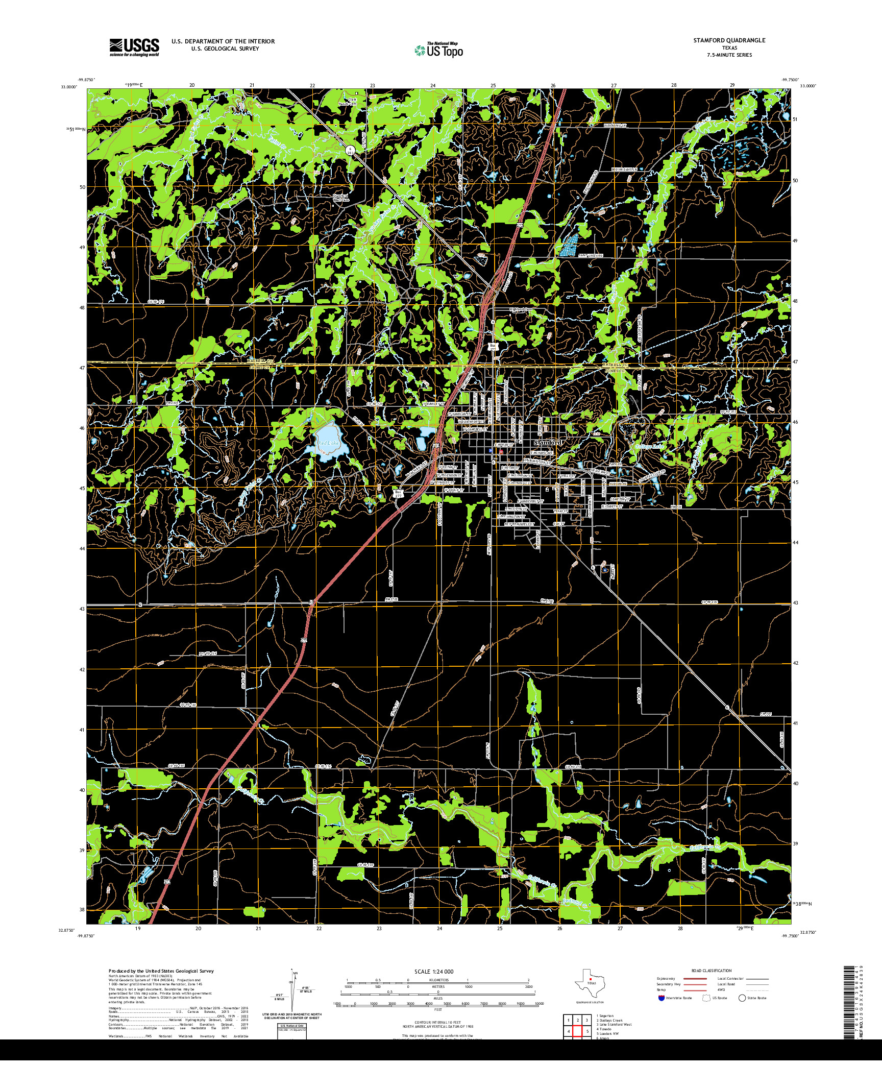 US TOPO 7.5-MINUTE MAP FOR STAMFORD, TX