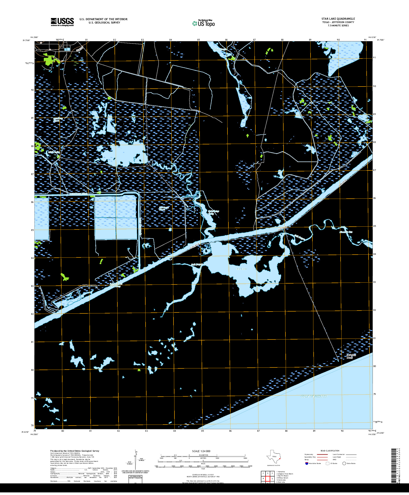 US TOPO 7.5-MINUTE MAP FOR STAR LAKE, TX