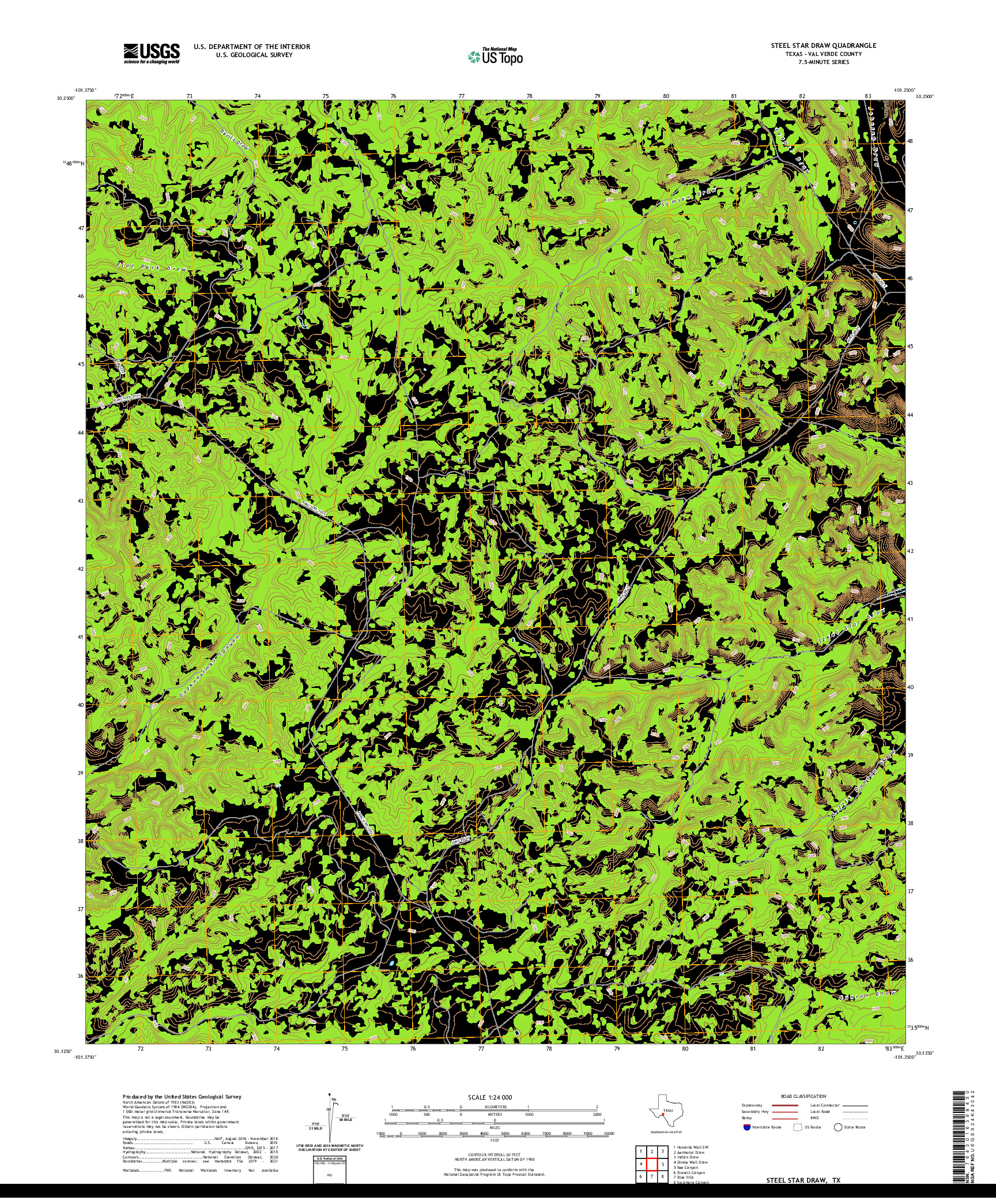 US TOPO 7.5-MINUTE MAP FOR STEEL STAR DRAW, TX