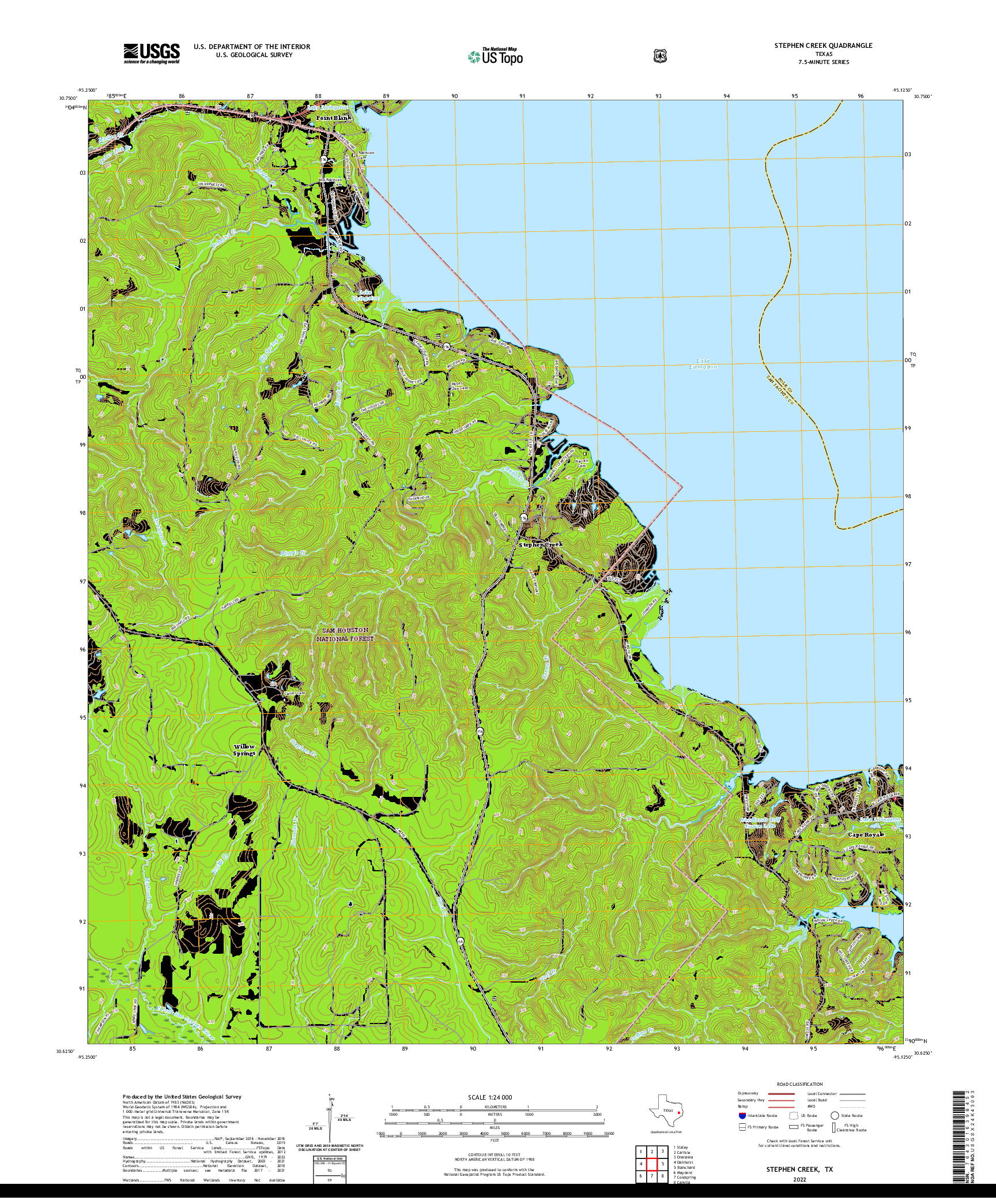 US TOPO 7.5-MINUTE MAP FOR STEPHEN CREEK, TX