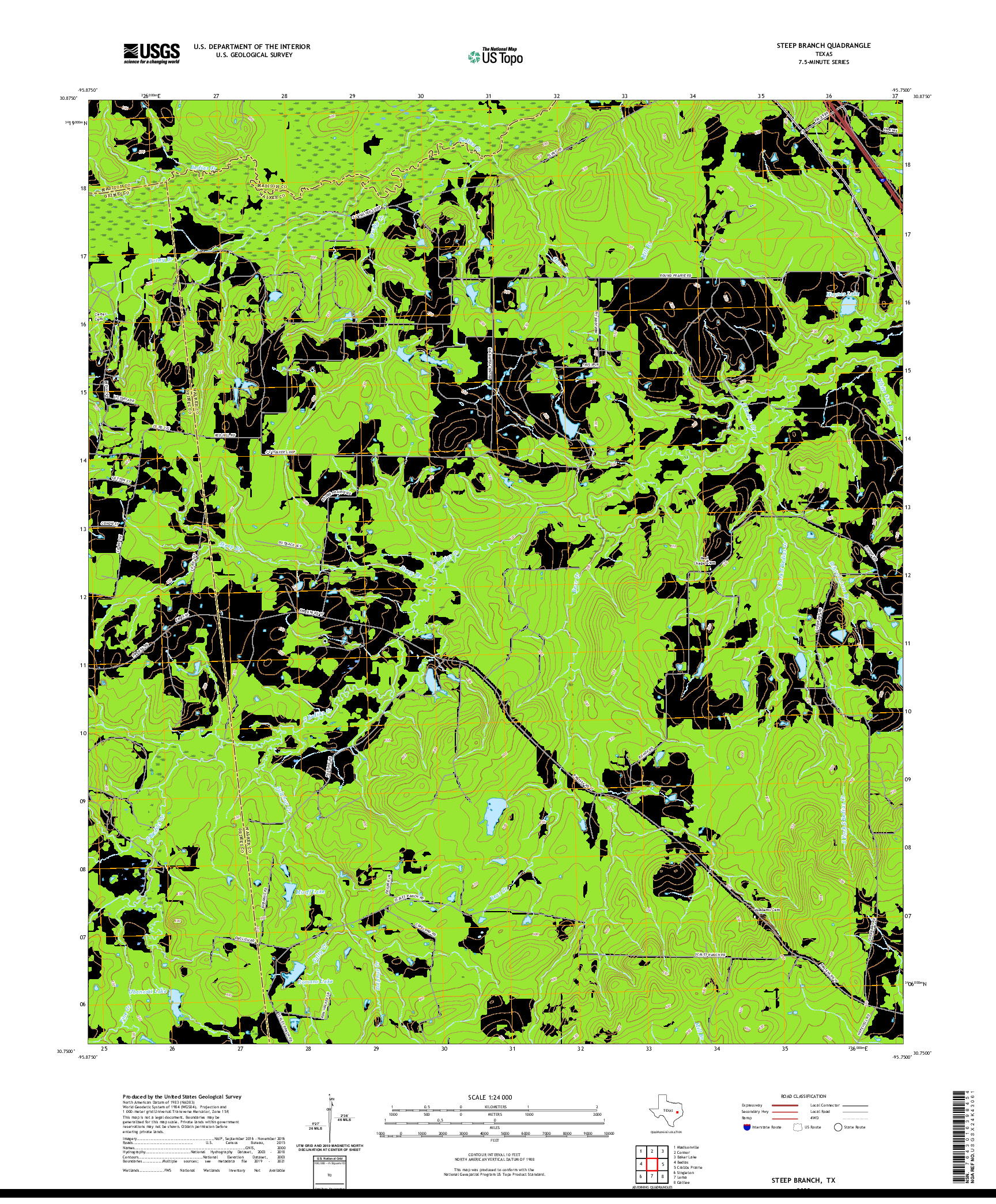 US TOPO 7.5-MINUTE MAP FOR STEEP BRANCH, TX