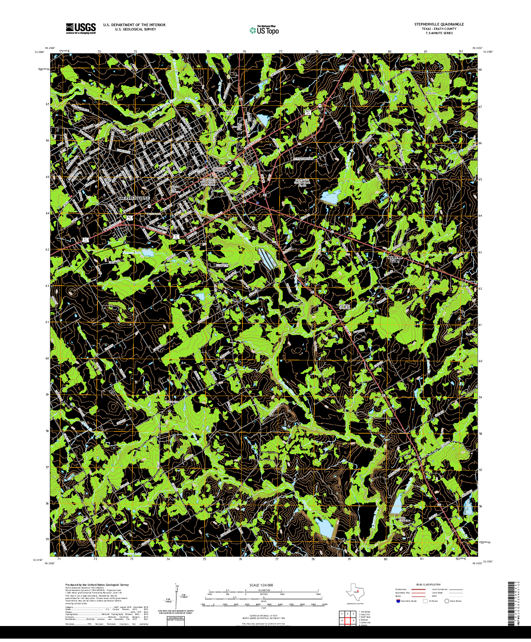 US TOPO 7.5-MINUTE MAP FOR STEPHENVILLE, TX