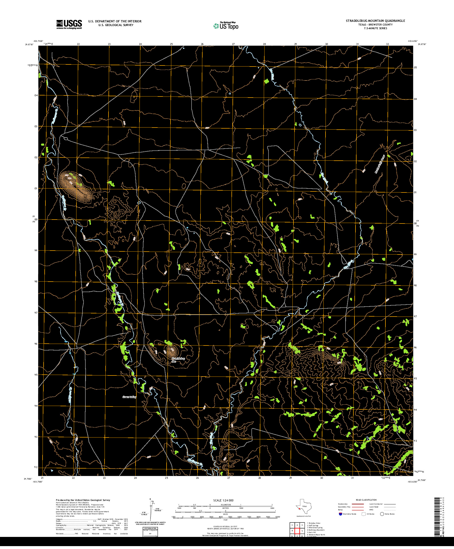 US TOPO 7.5-MINUTE MAP FOR STRADDLEBUG MOUNTAIN, TX