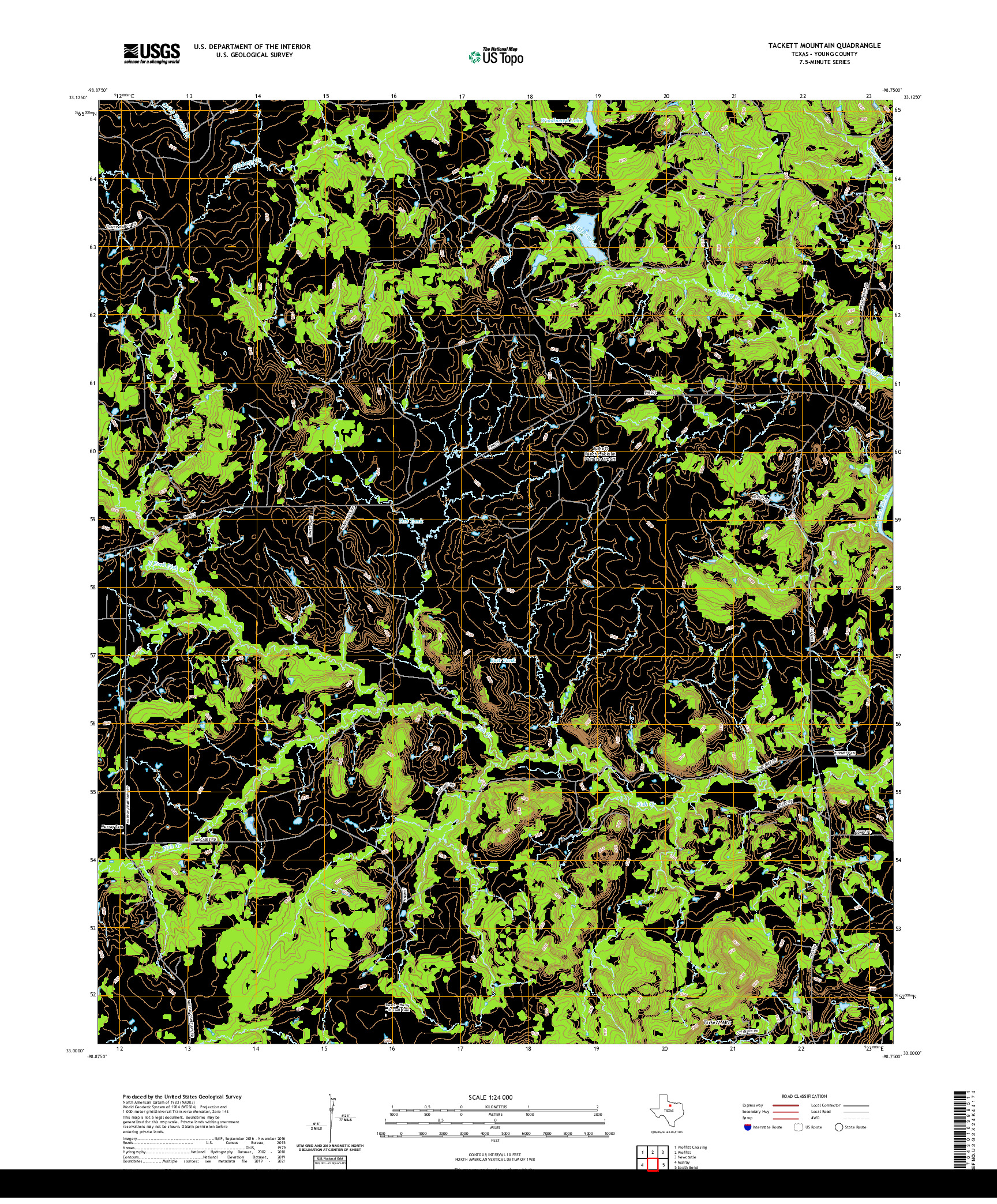 US TOPO 7.5-MINUTE MAP FOR TACKETT MOUNTAIN, TX