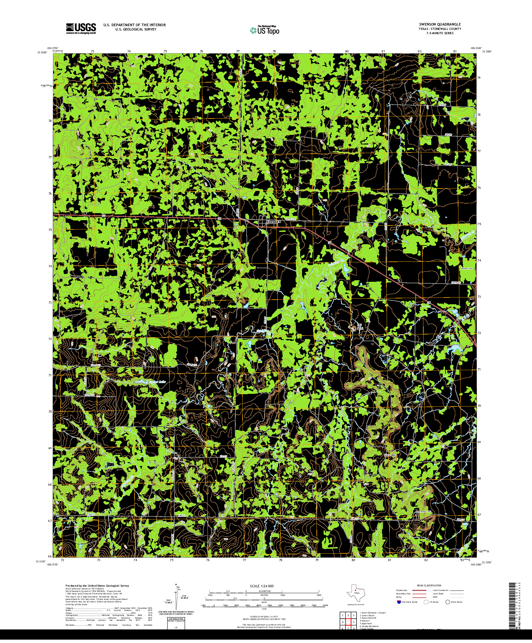 US TOPO 7.5-MINUTE MAP FOR SWENSON, TX