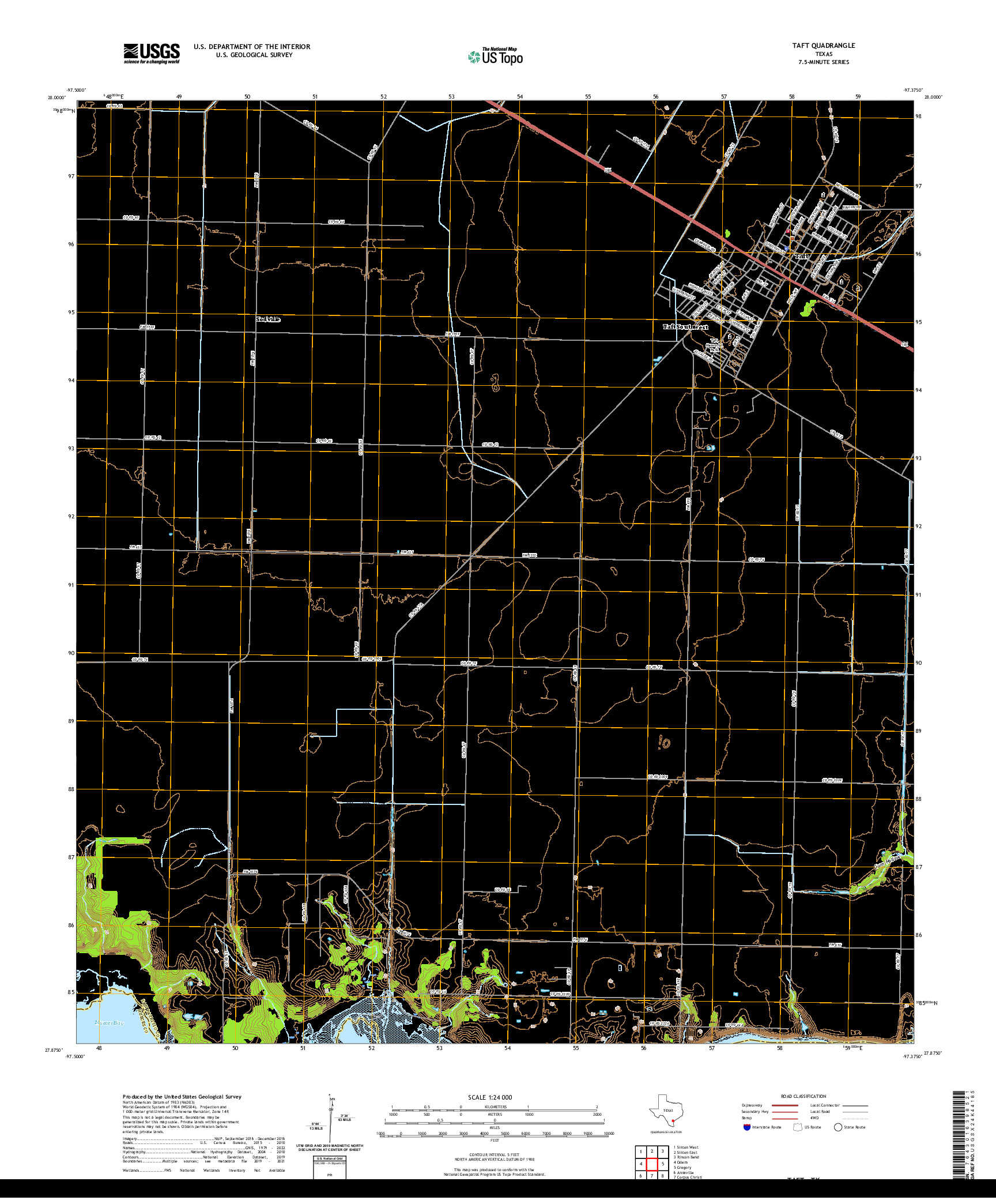 US TOPO 7.5-MINUTE MAP FOR TAFT, TX
