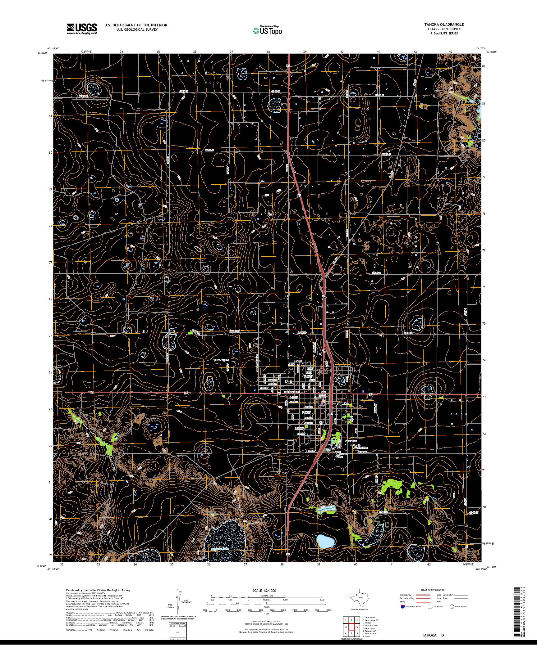 US TOPO 7.5-MINUTE MAP FOR TAHOKA, TX